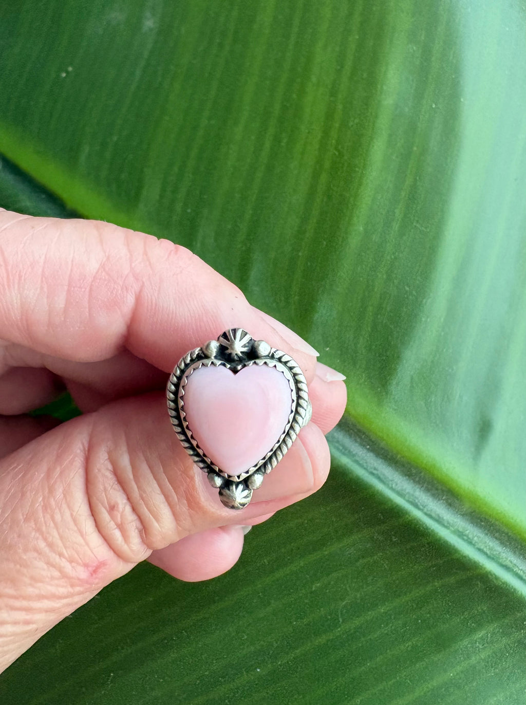 Pink Conch Heart Ring