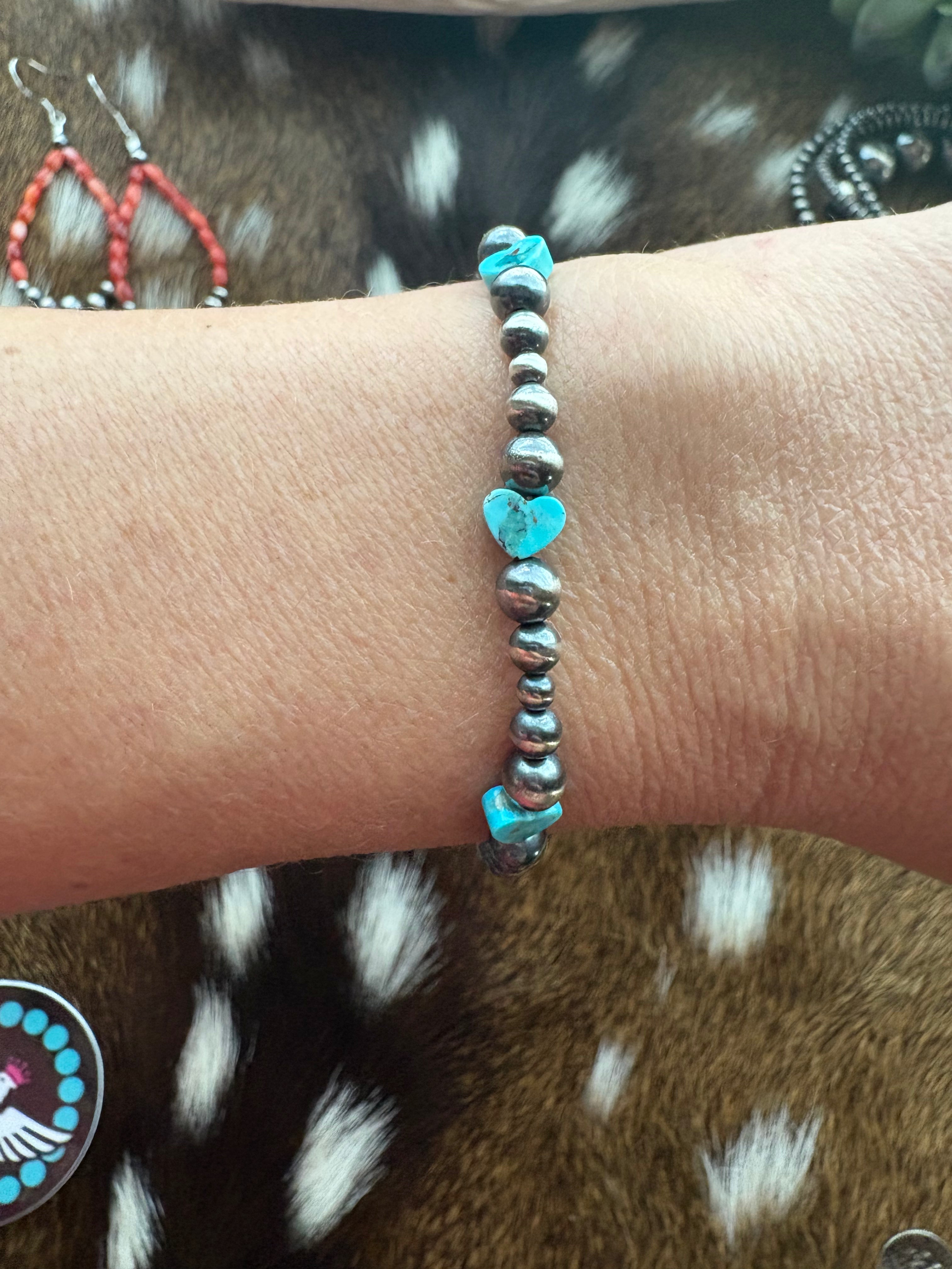 Kingman Hearts & Pearls Bracelet