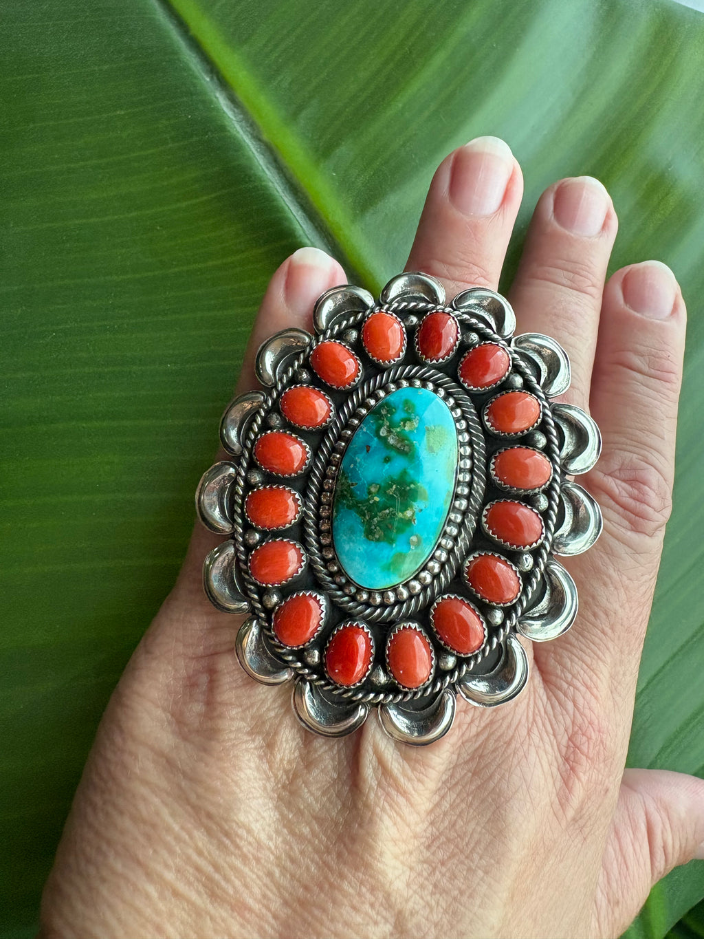 Sonoran Gold & Red Coral Statement Ring by Hemerson Brown