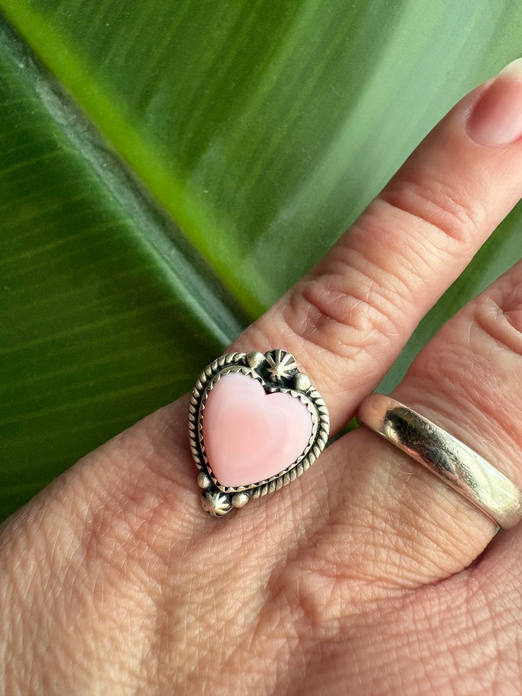 Pink Conch Heart Ring