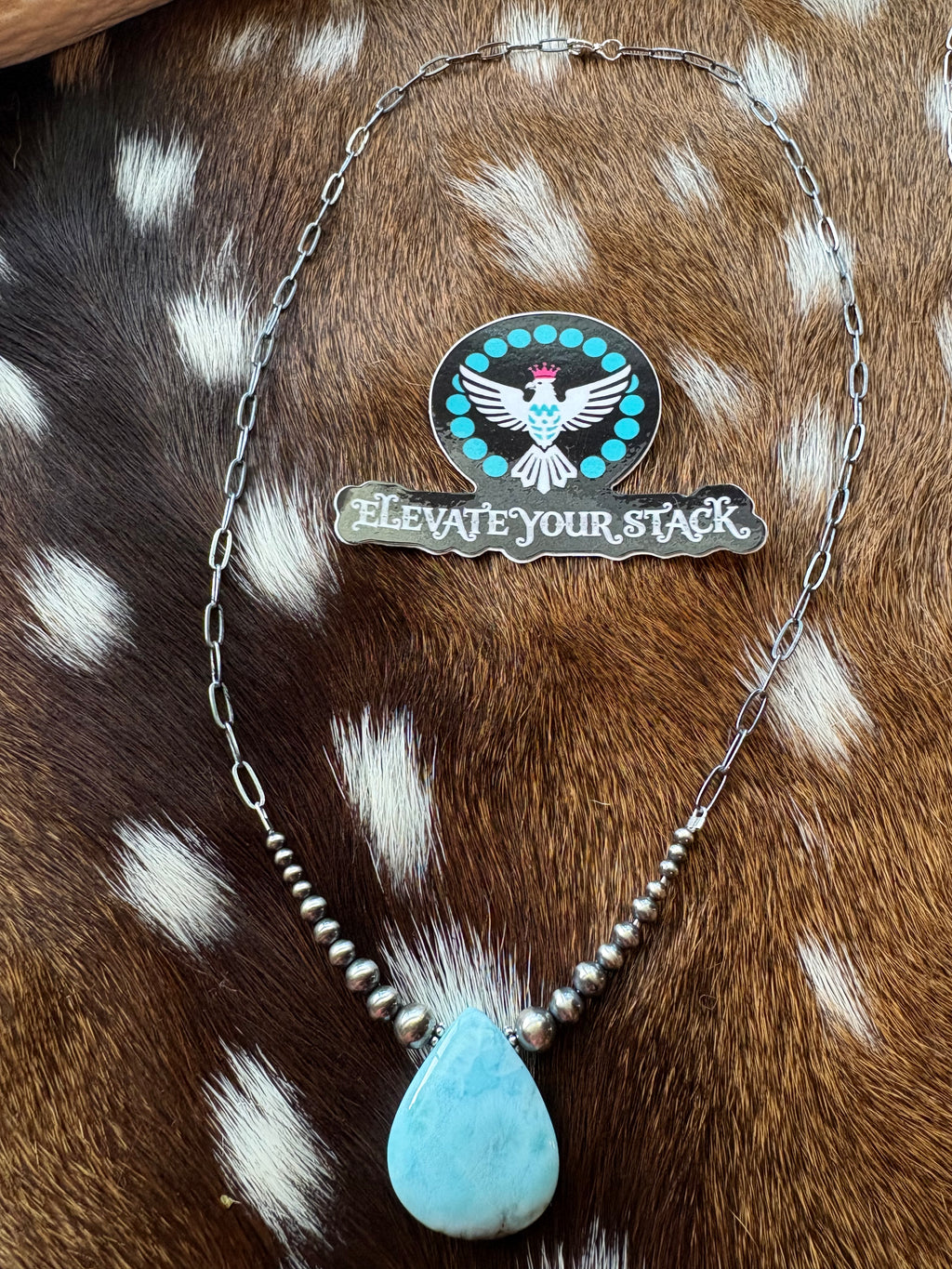 Larimar Teardrop Chain Necklace