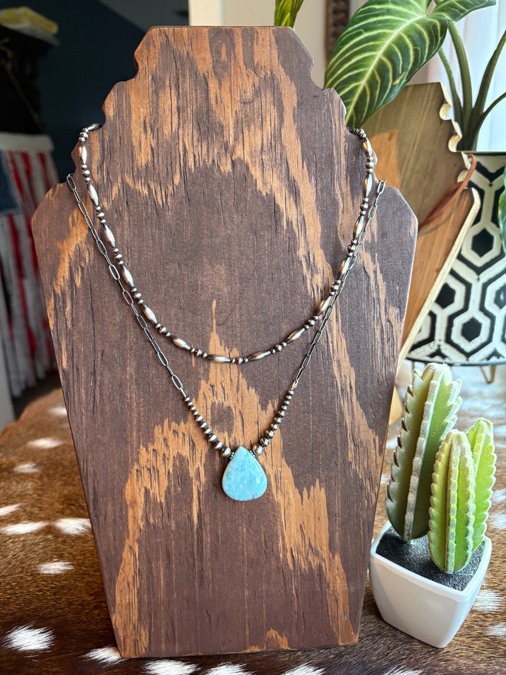 Larimar Teardrop Chain Necklace