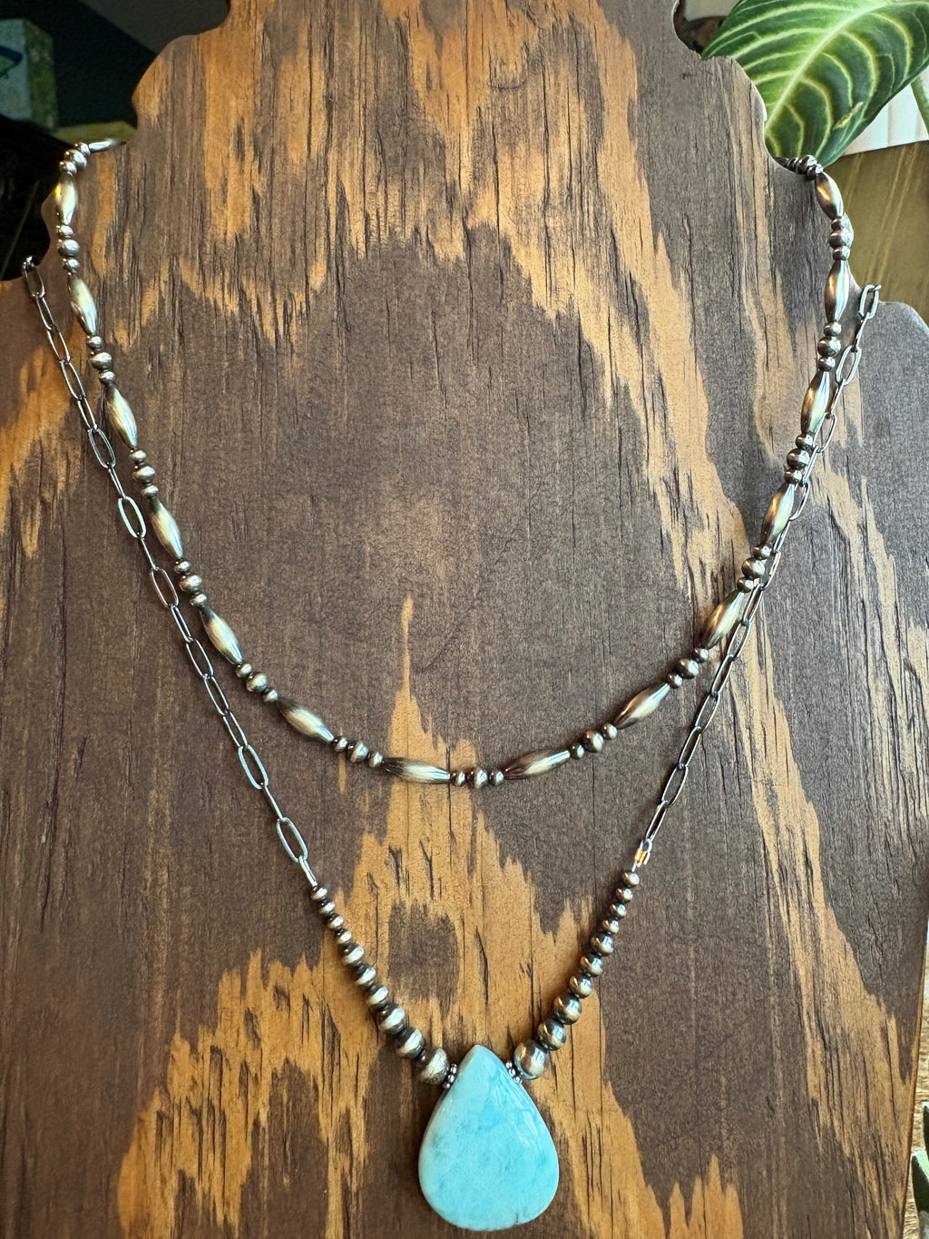Larimar Teardrop Chain Necklace