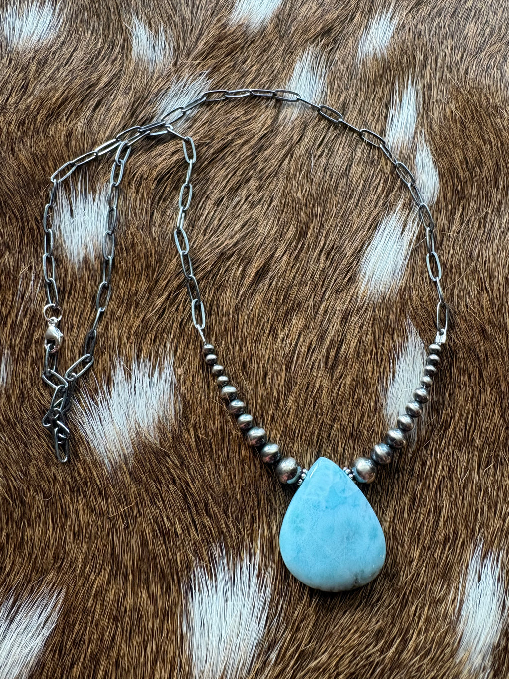Larimar Teardrop Chain Necklace