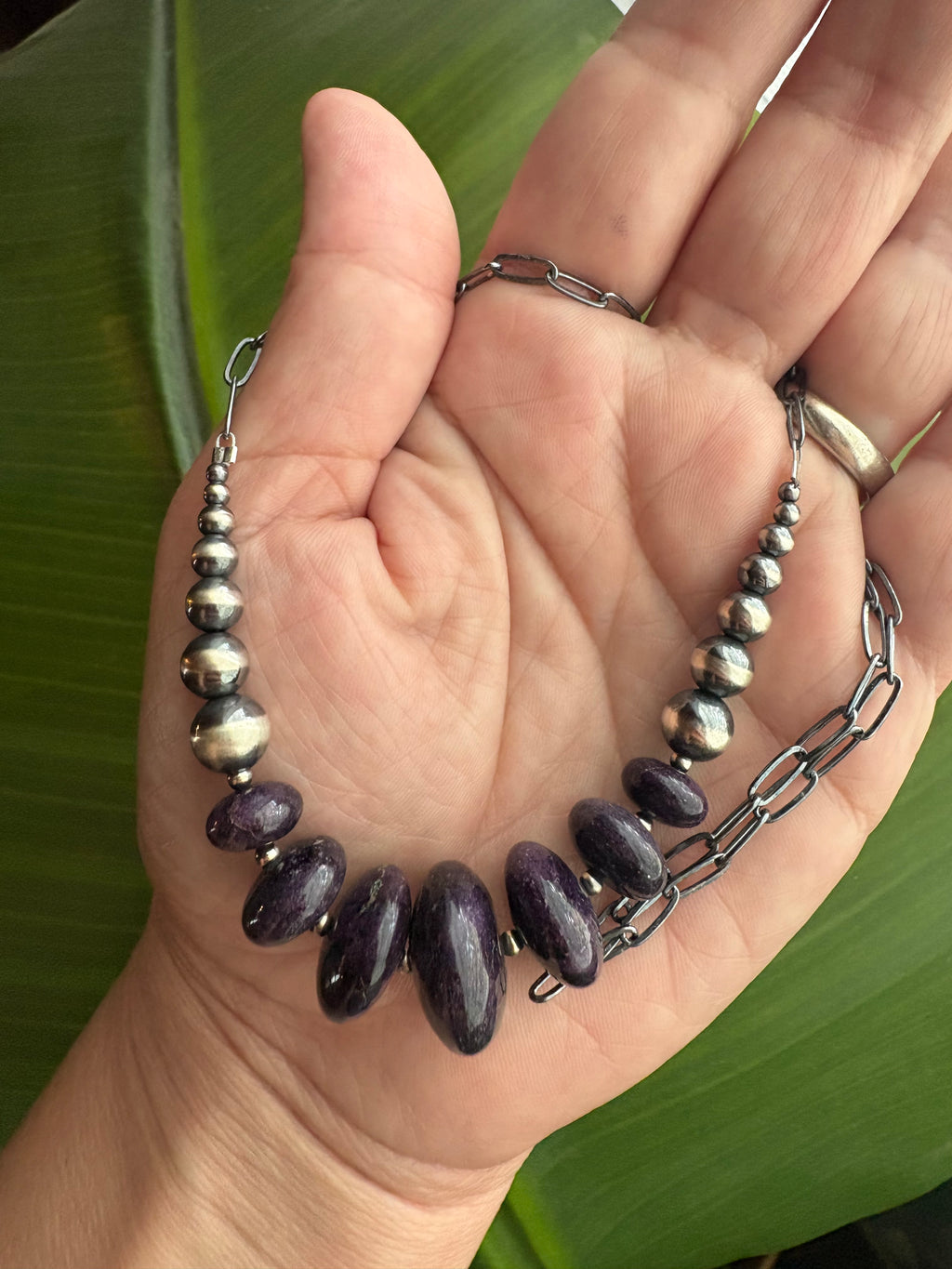 Dark Purple Suglite Chain Necklace