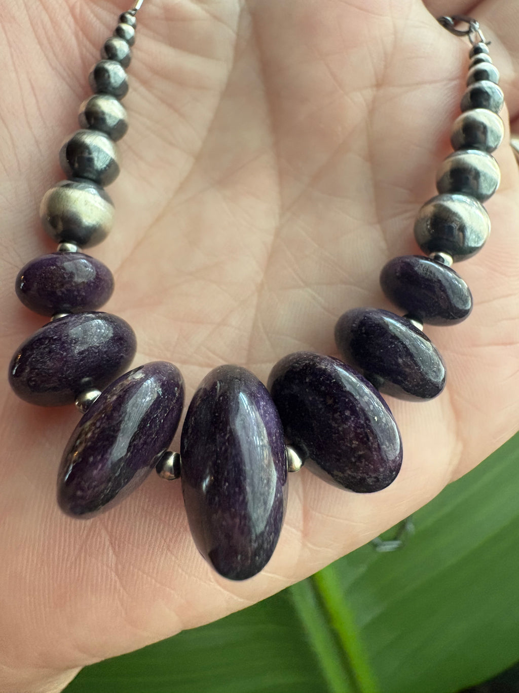 Dark Purple Suglite Chain Necklace