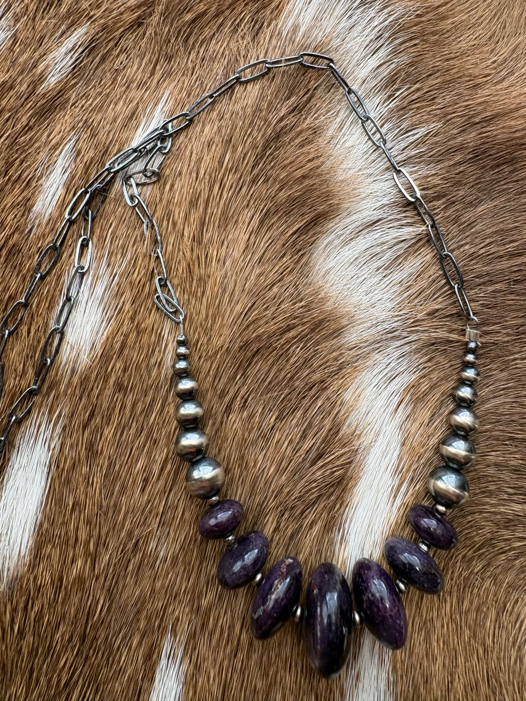 Dark Purple Suglite Chain Necklace