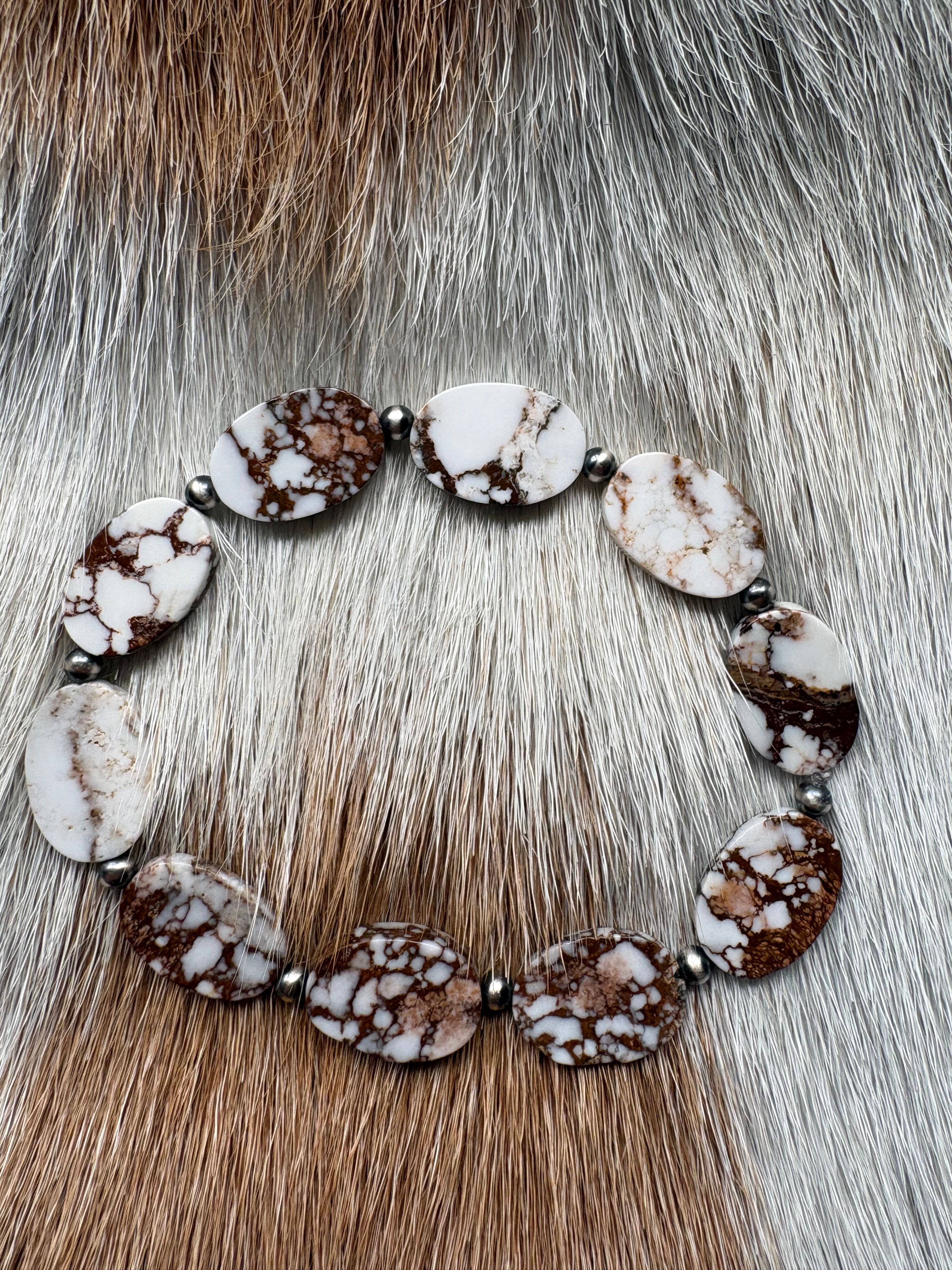 Wild Horse Flat Oval & Pearl Bracelet
