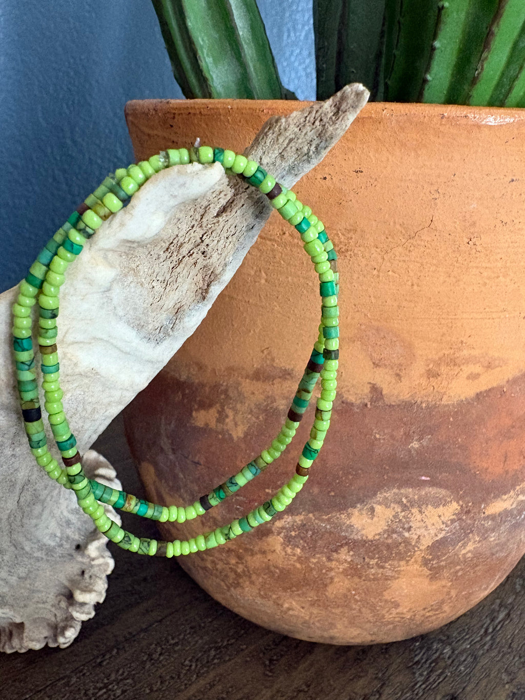 Green Heishi & Seed Bead Bracelet