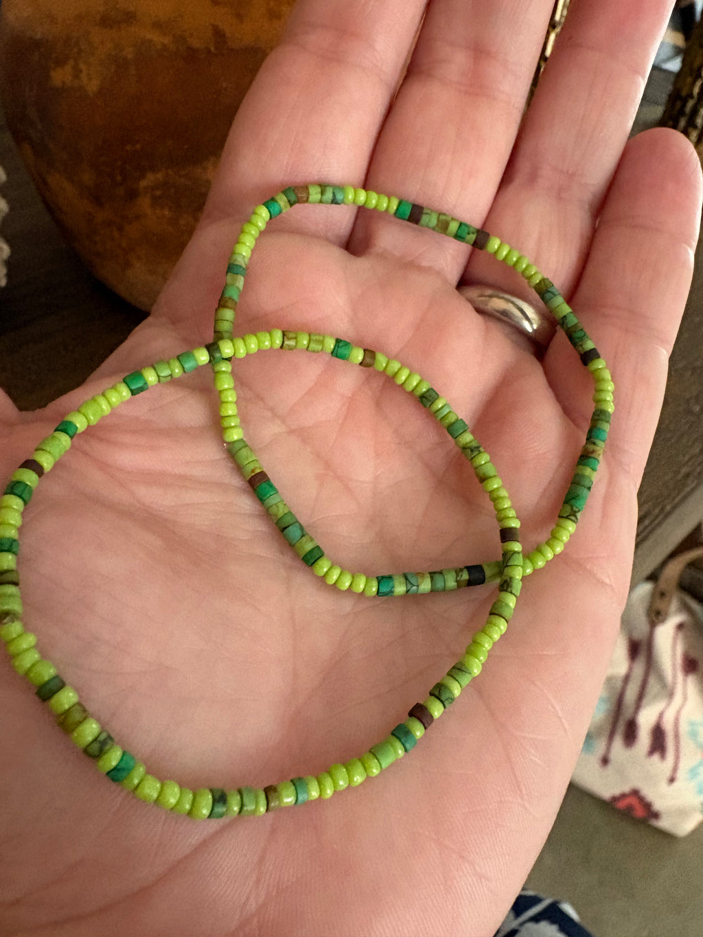 Green Heishi & Seed Bead Bracelet