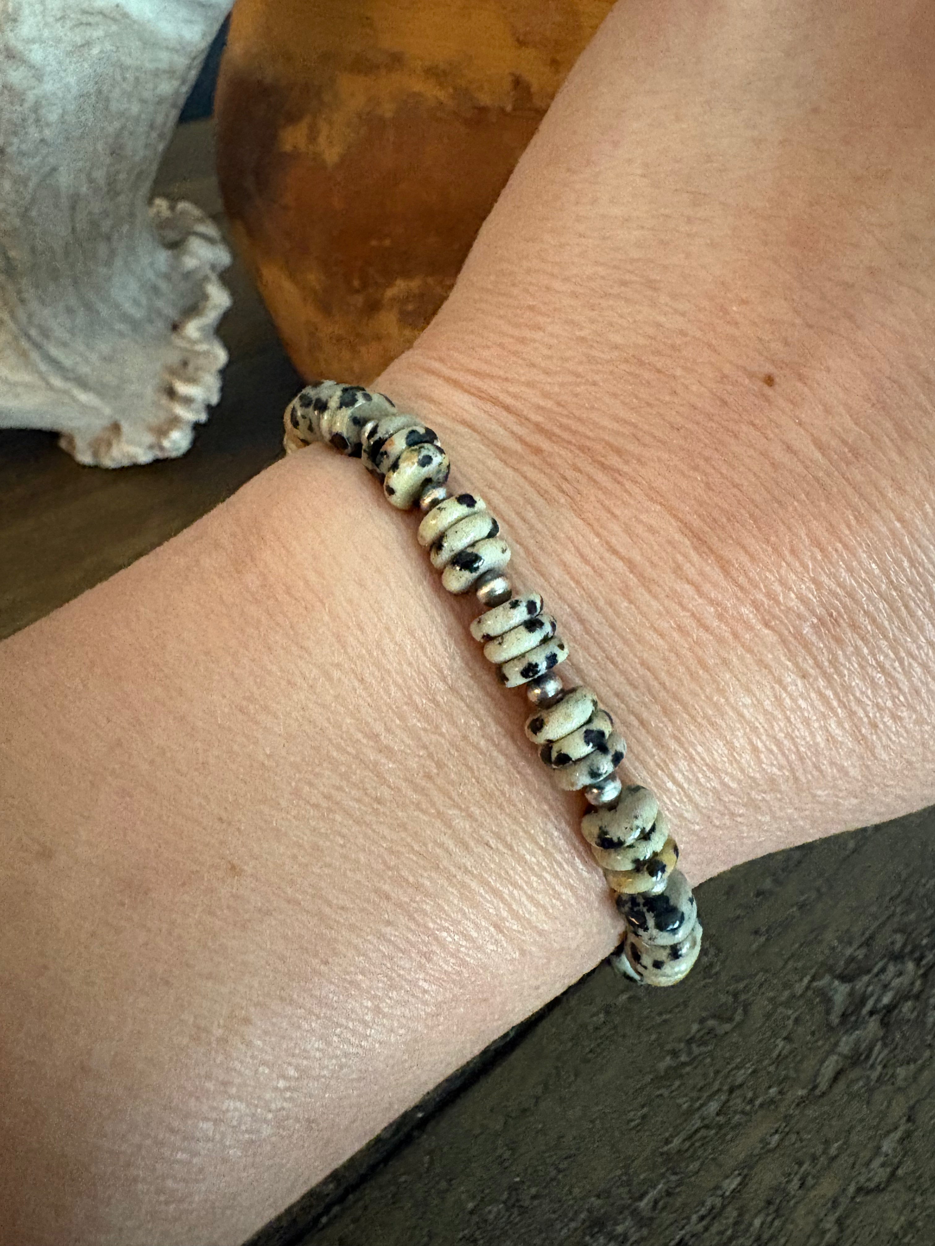 Dalmation Jasper & Pearl Bracelet