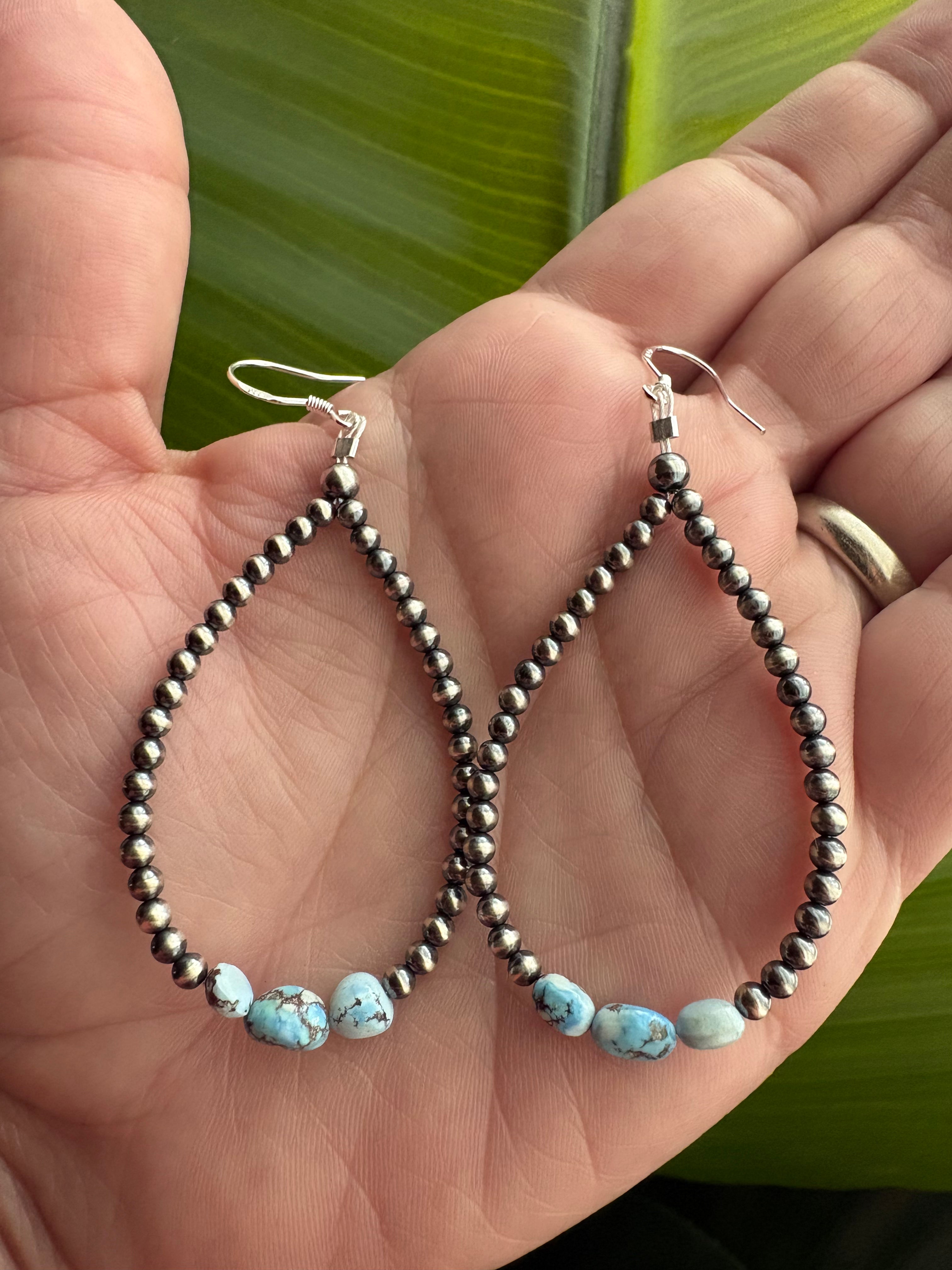 Golden Hills & Pearls Loop Dangle Earrings