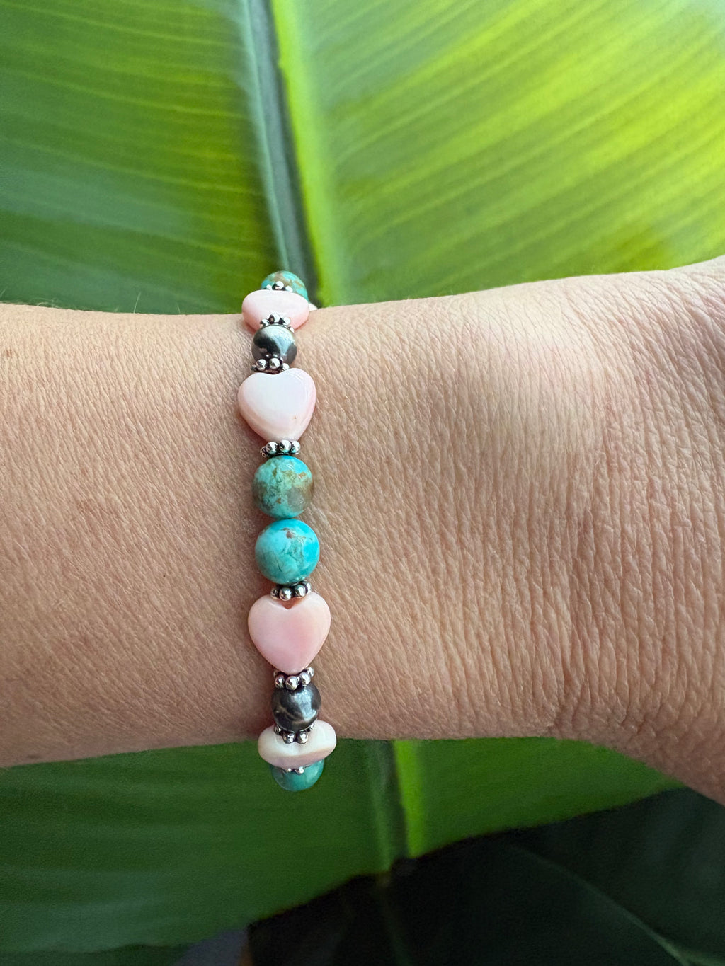 Pink Conch Hearts & Kingman Prissy Bracelet