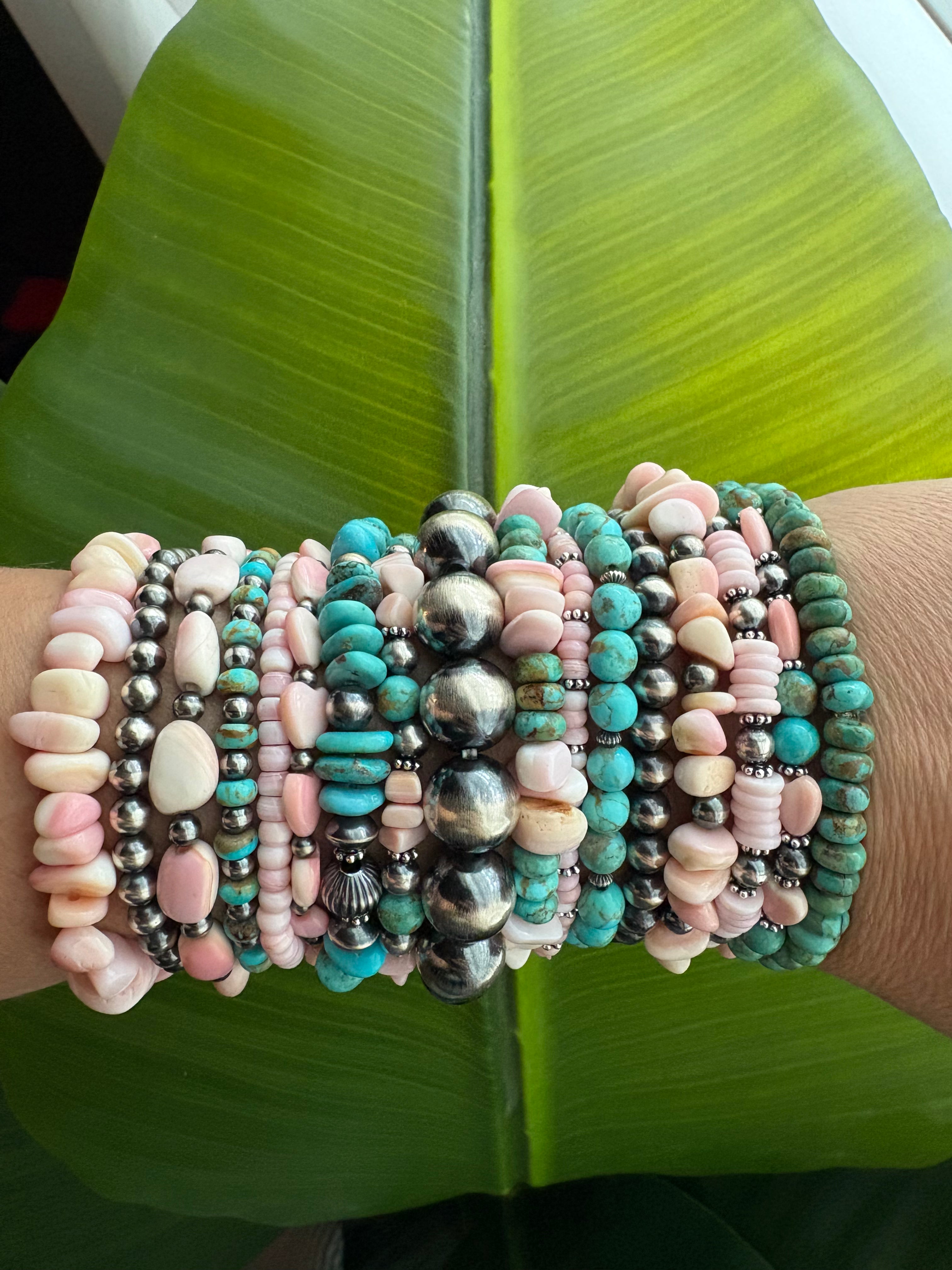 Pink Conch Hearts & Kingman Prissy Bracelet