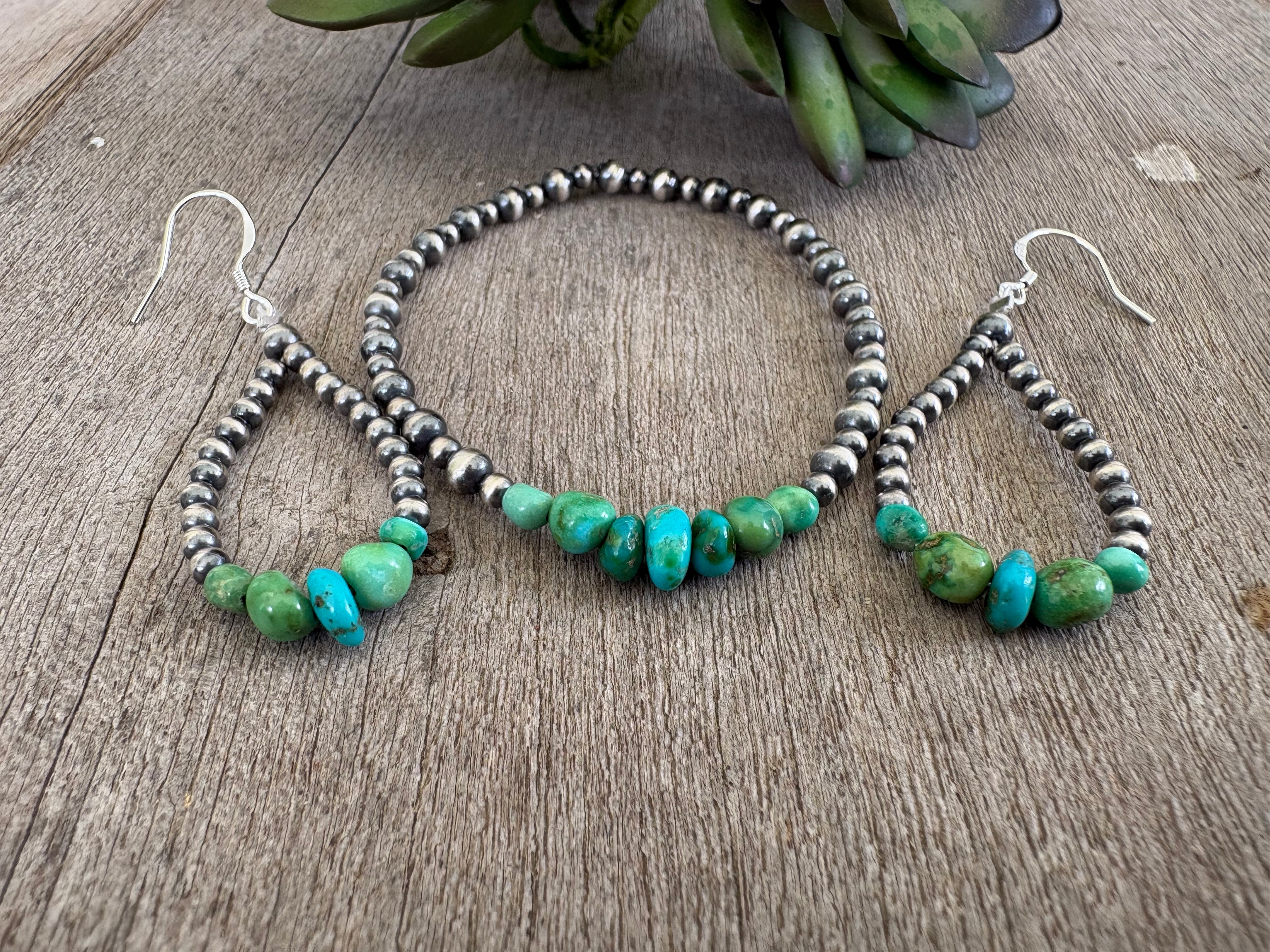 Dainty Sonoran Gold Dangle Earrings and Bracelet Set