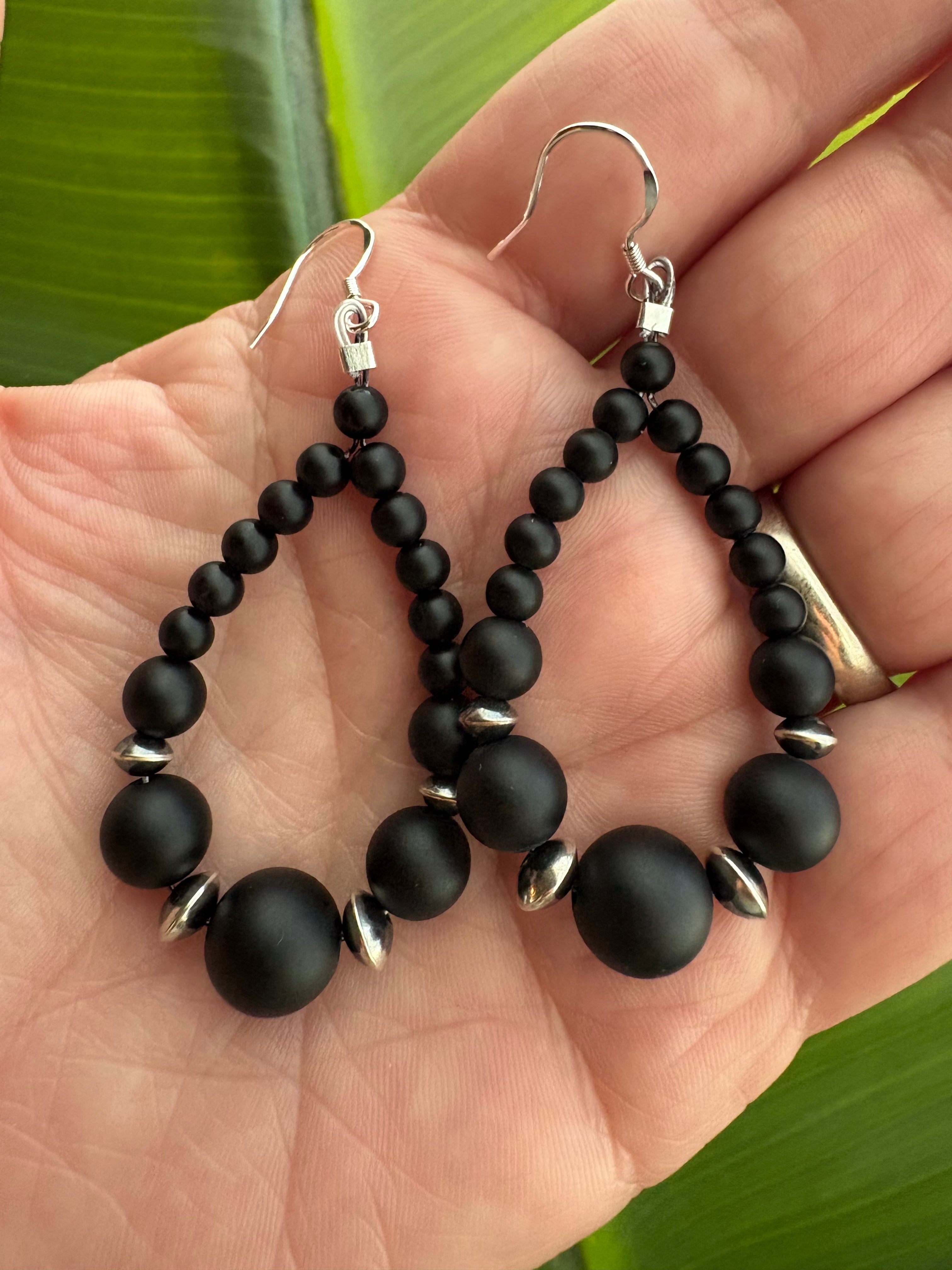 Black Onyx Necklace & Earrings Set