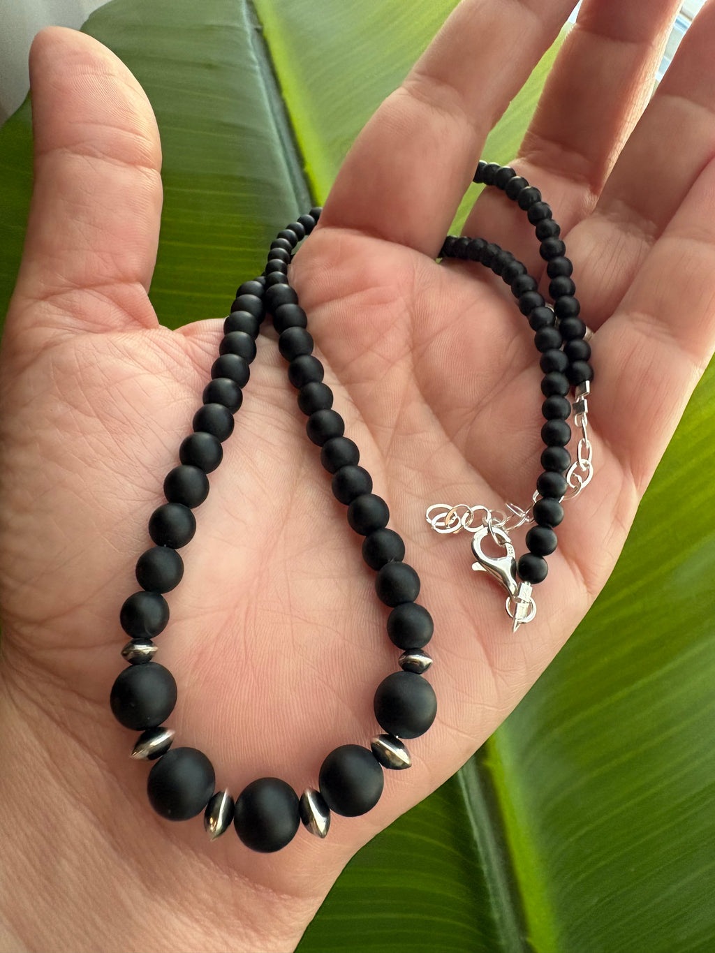 Black Onyx Necklace & Earrings Set
