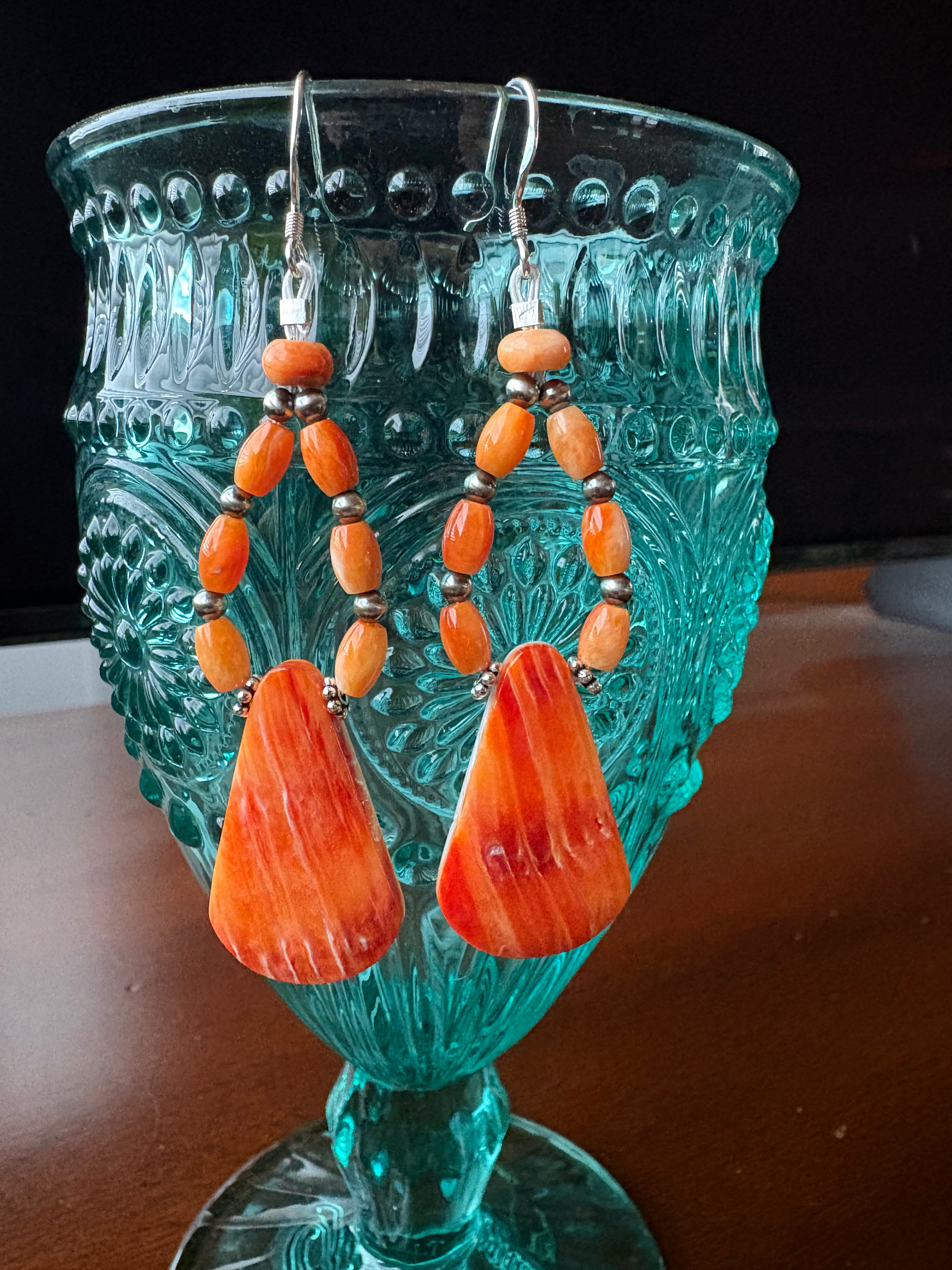 Orange Spiny Prissy Dangle Earrings
