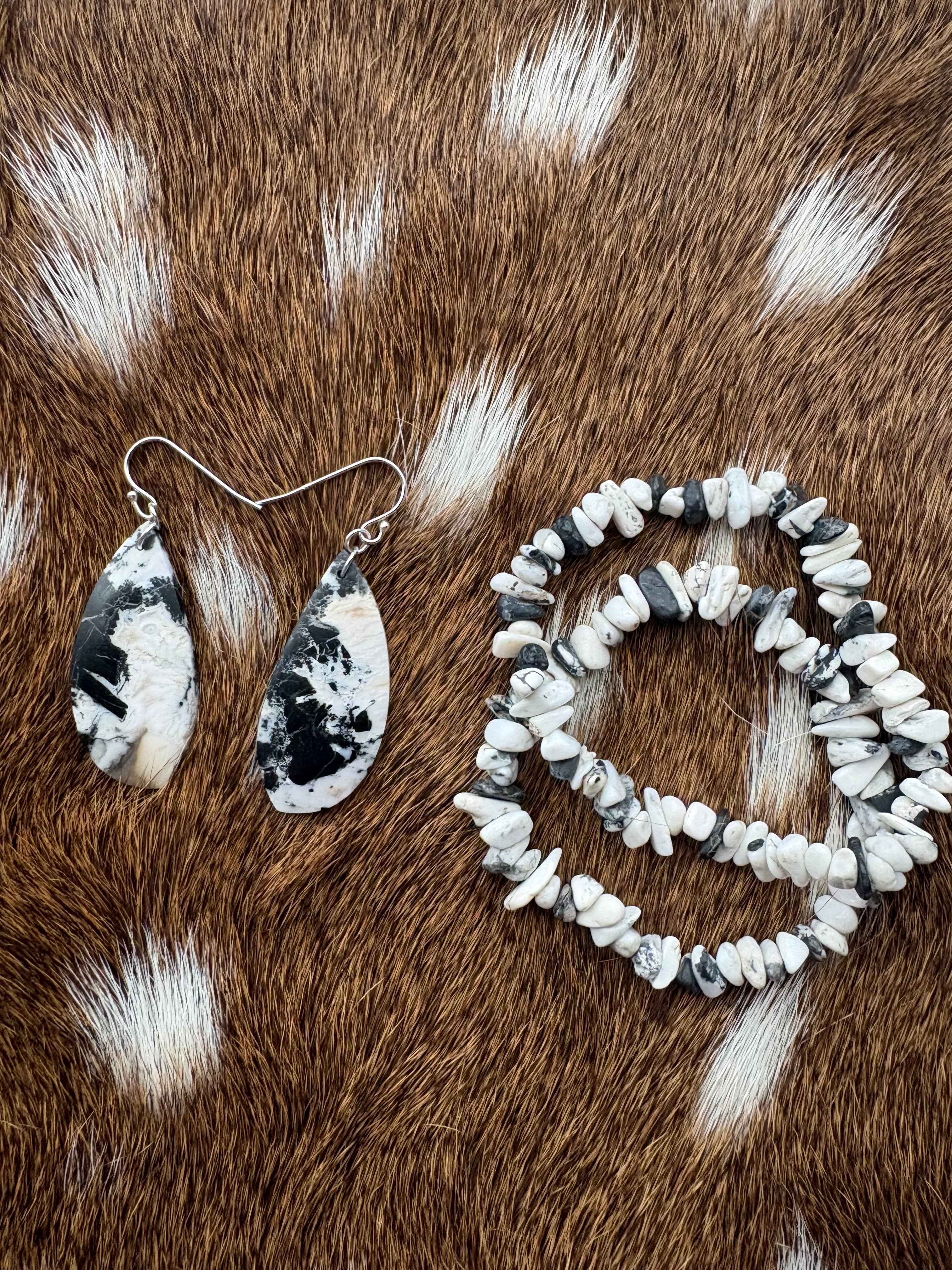 White Buffalo Dangle Earrings