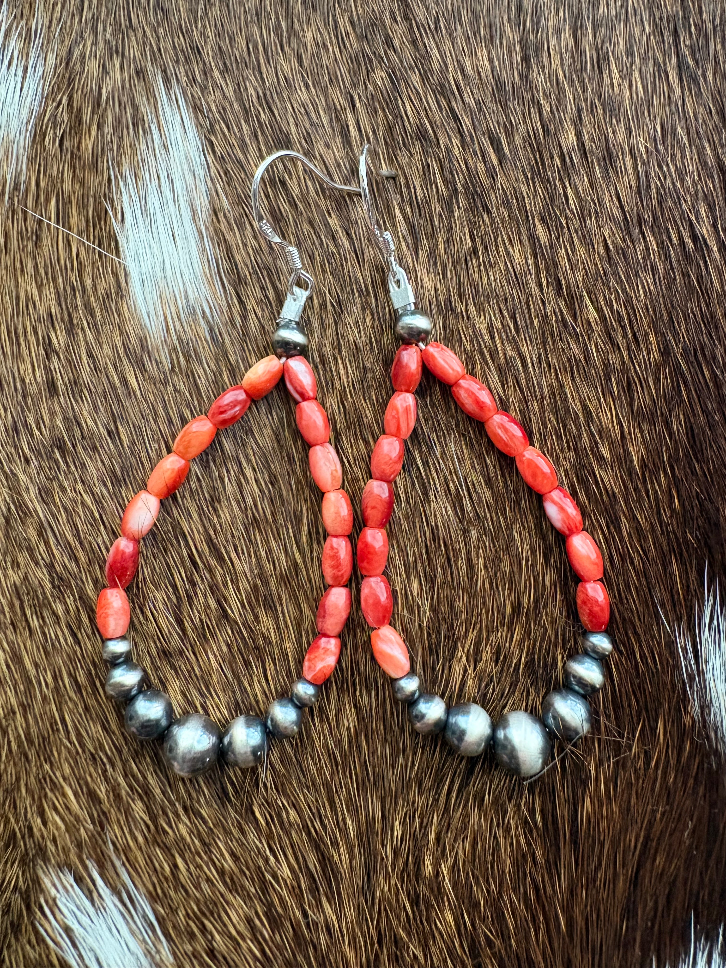 Red Spiny Dangle Earrings