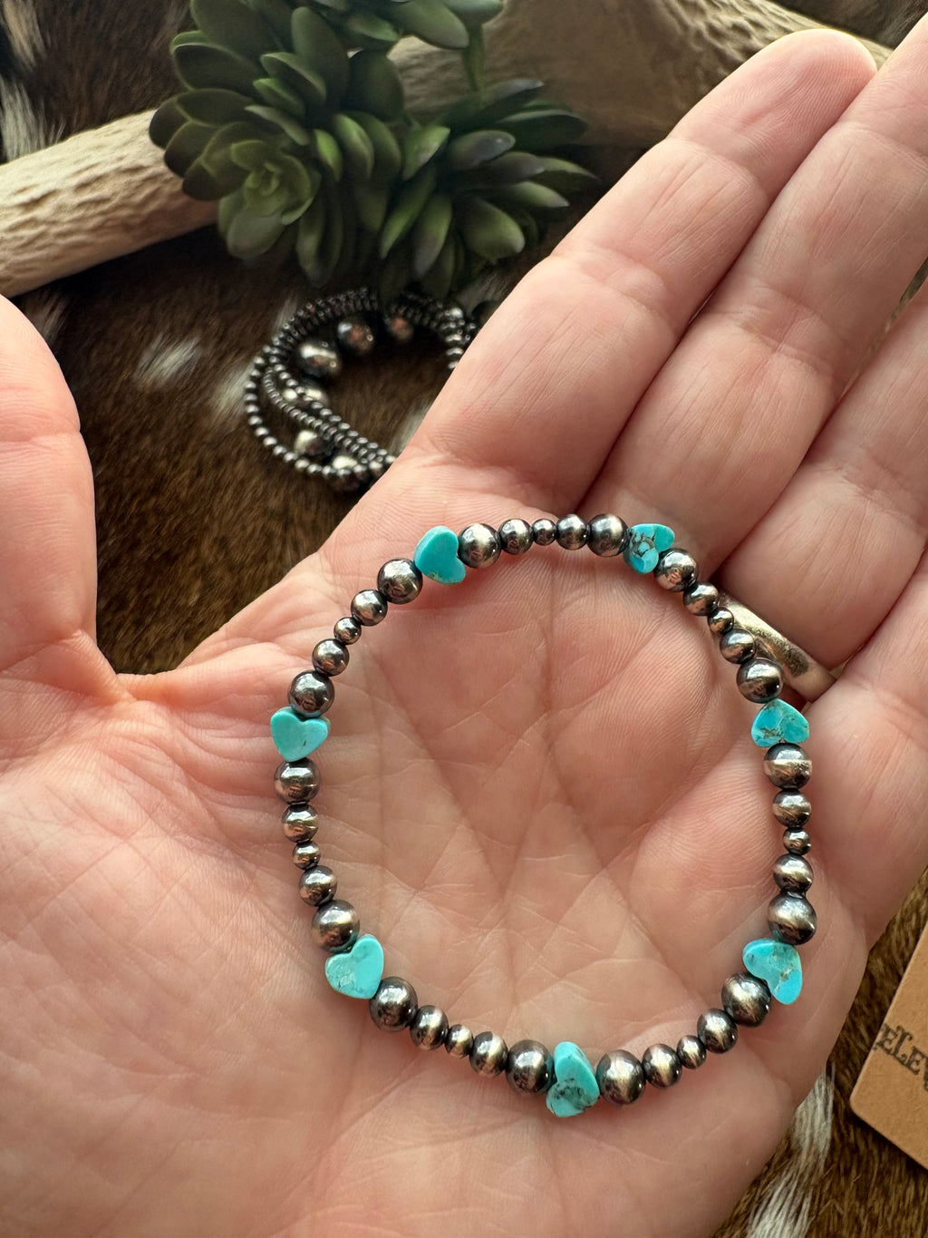 Kingman Hearts & Pearls Bracelet