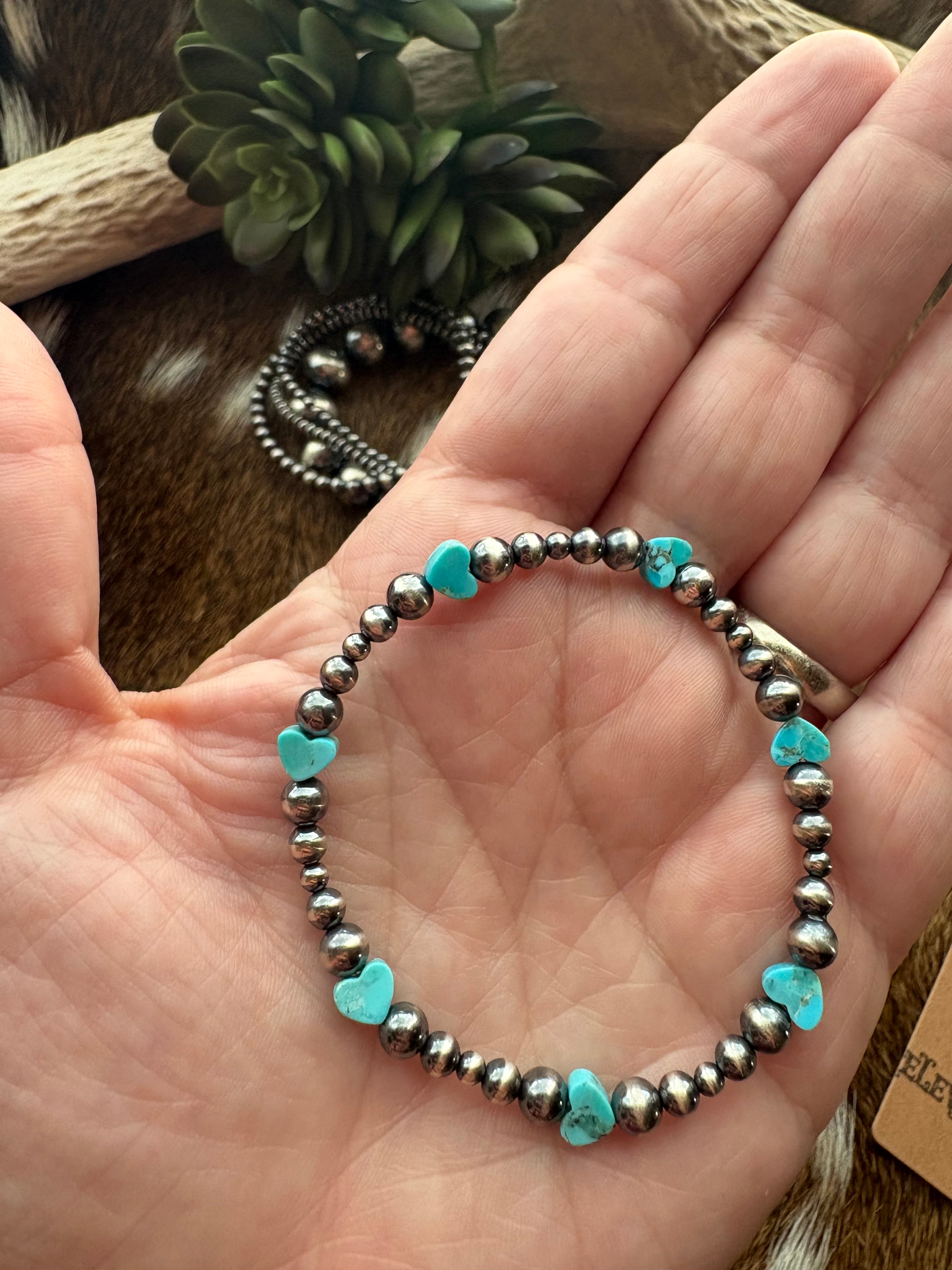Kingman Hearts & Pearls Bracelet