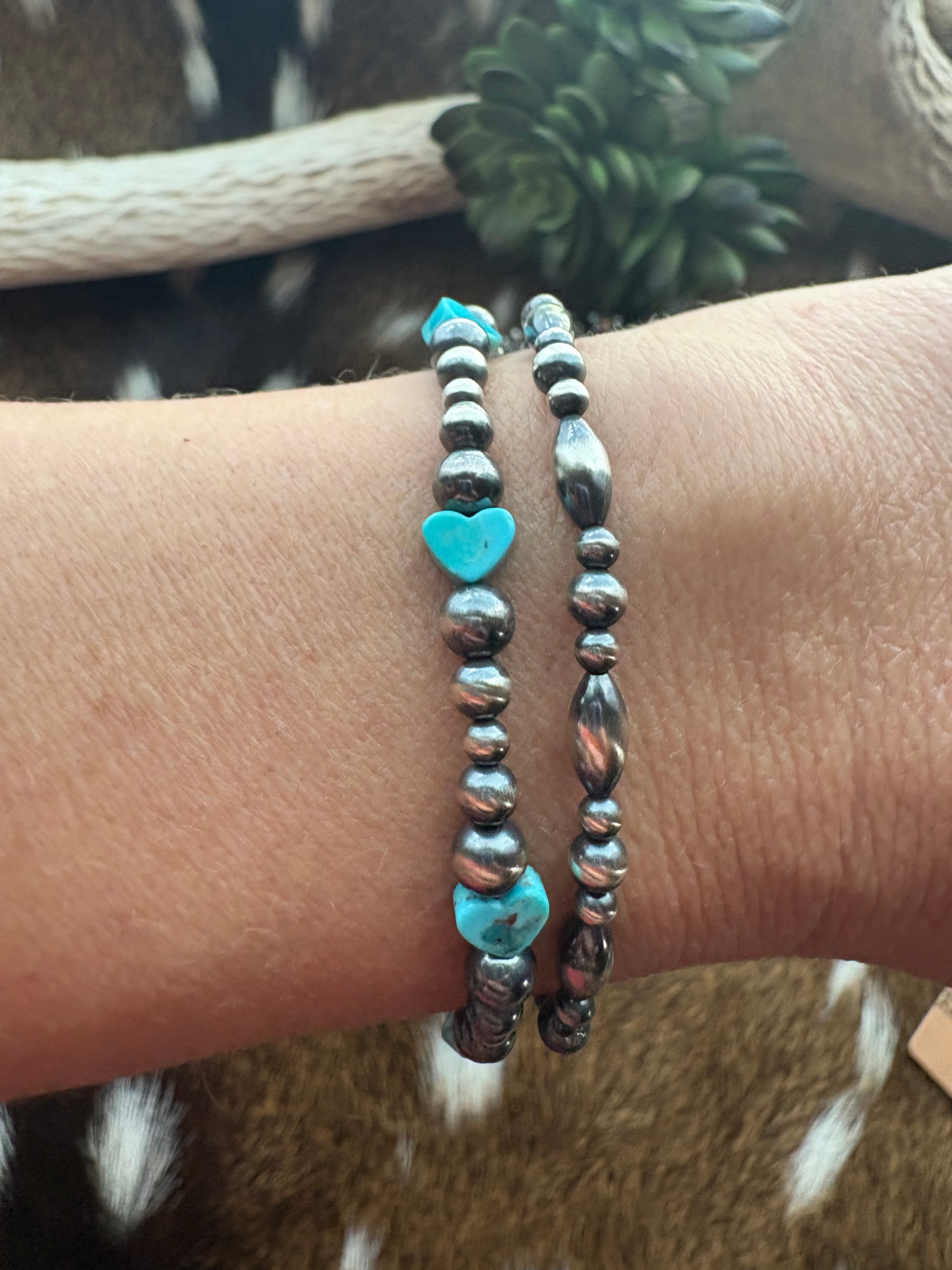 Kingman Hearts & Pearls Bracelet