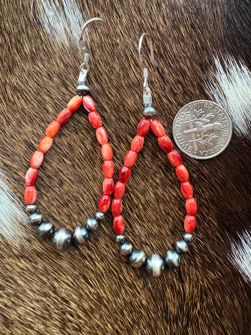 Red Spiny Dangle Earrings