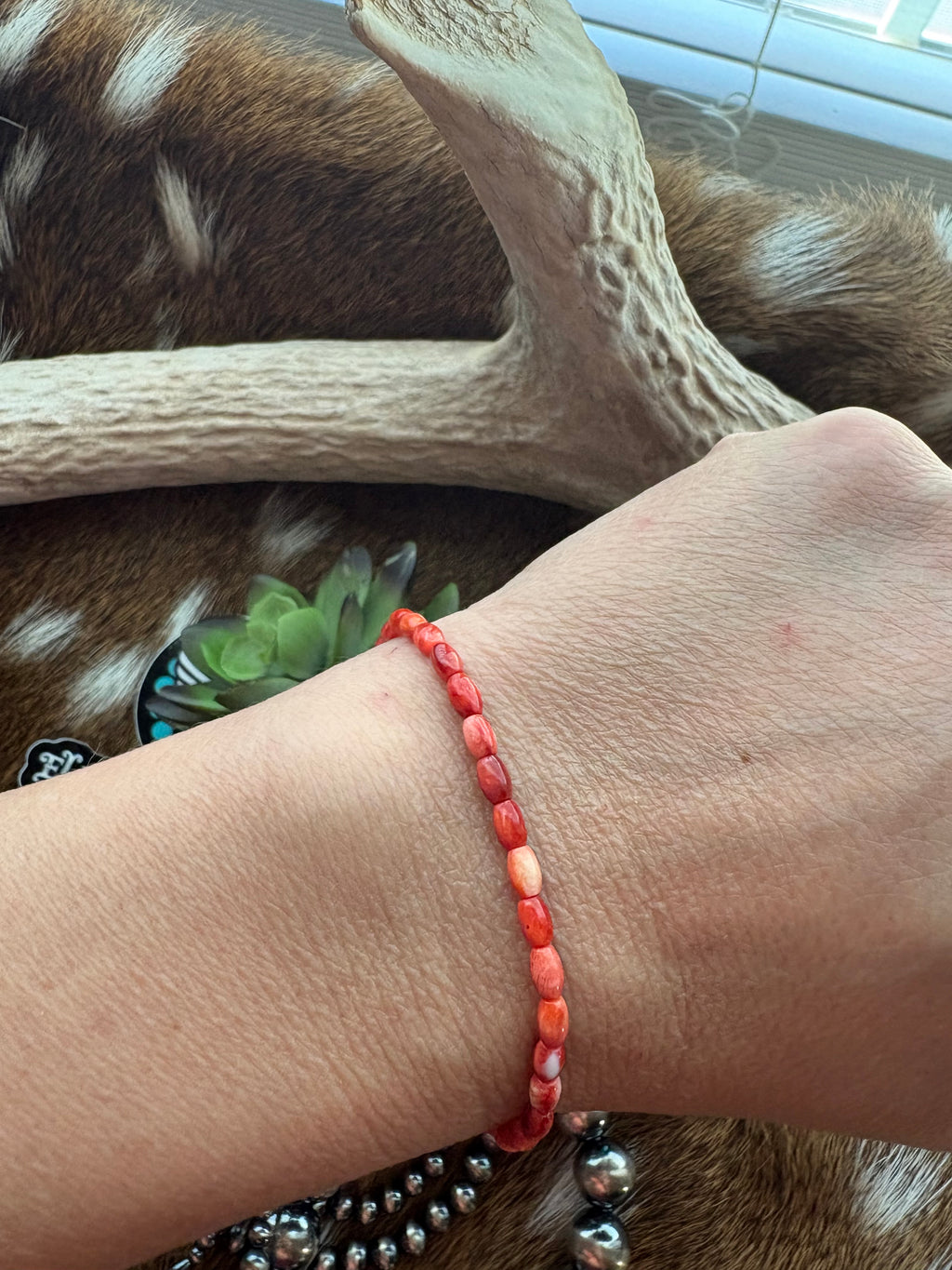 Red Spiny Dainty Bracelet
