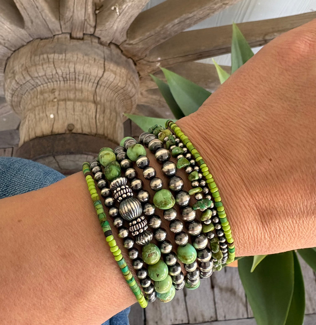 Green Heishi & Seed Bead Bracelet