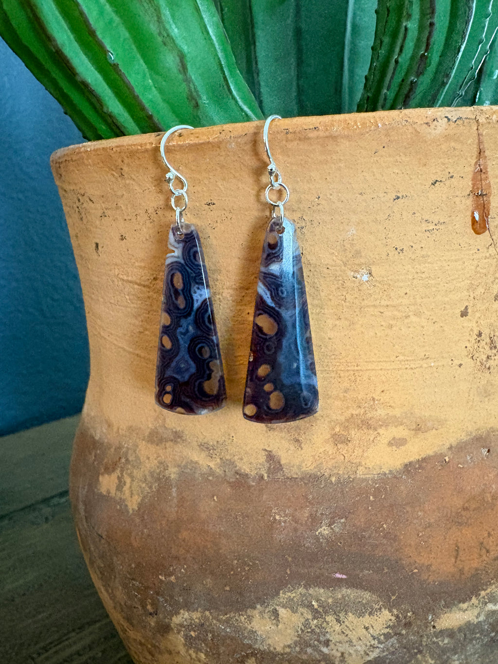 Orbicular Agate Dangle Earrings