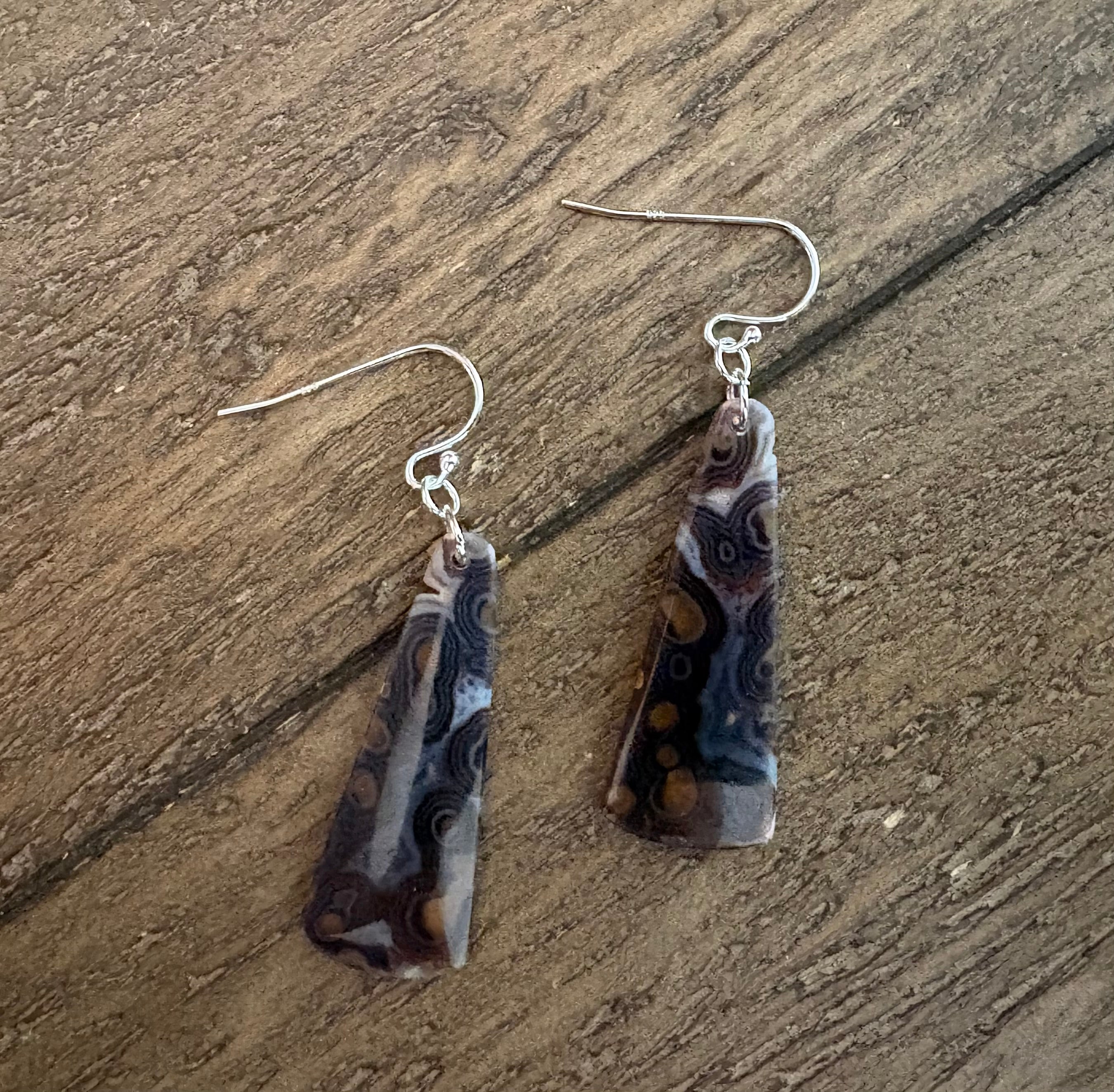 Orbicular Agate Dangle Earrings
