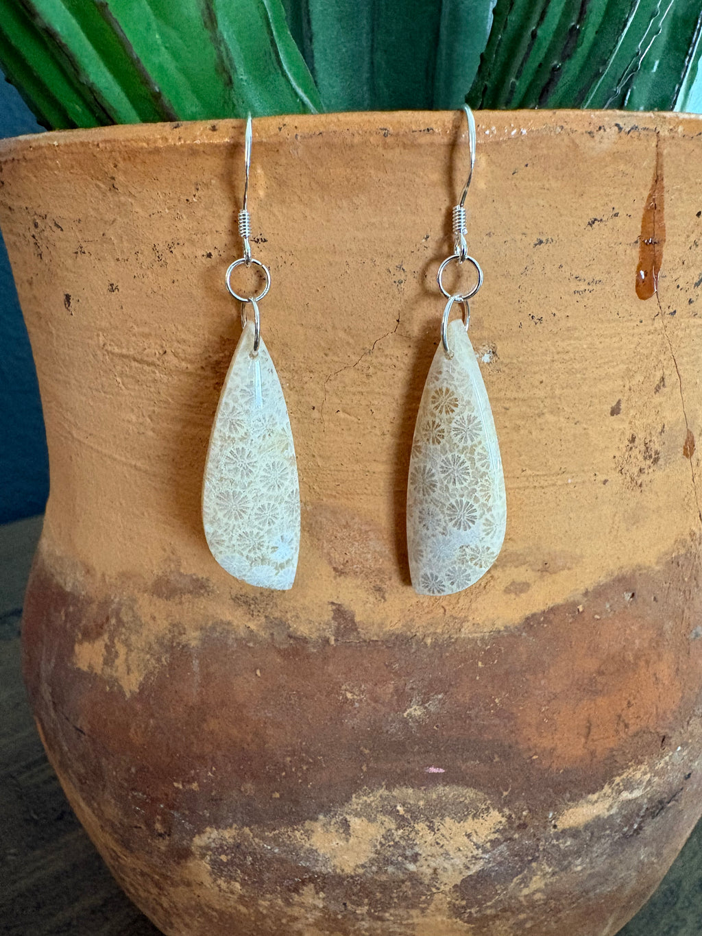 Fossil Coral Dangle Earrings