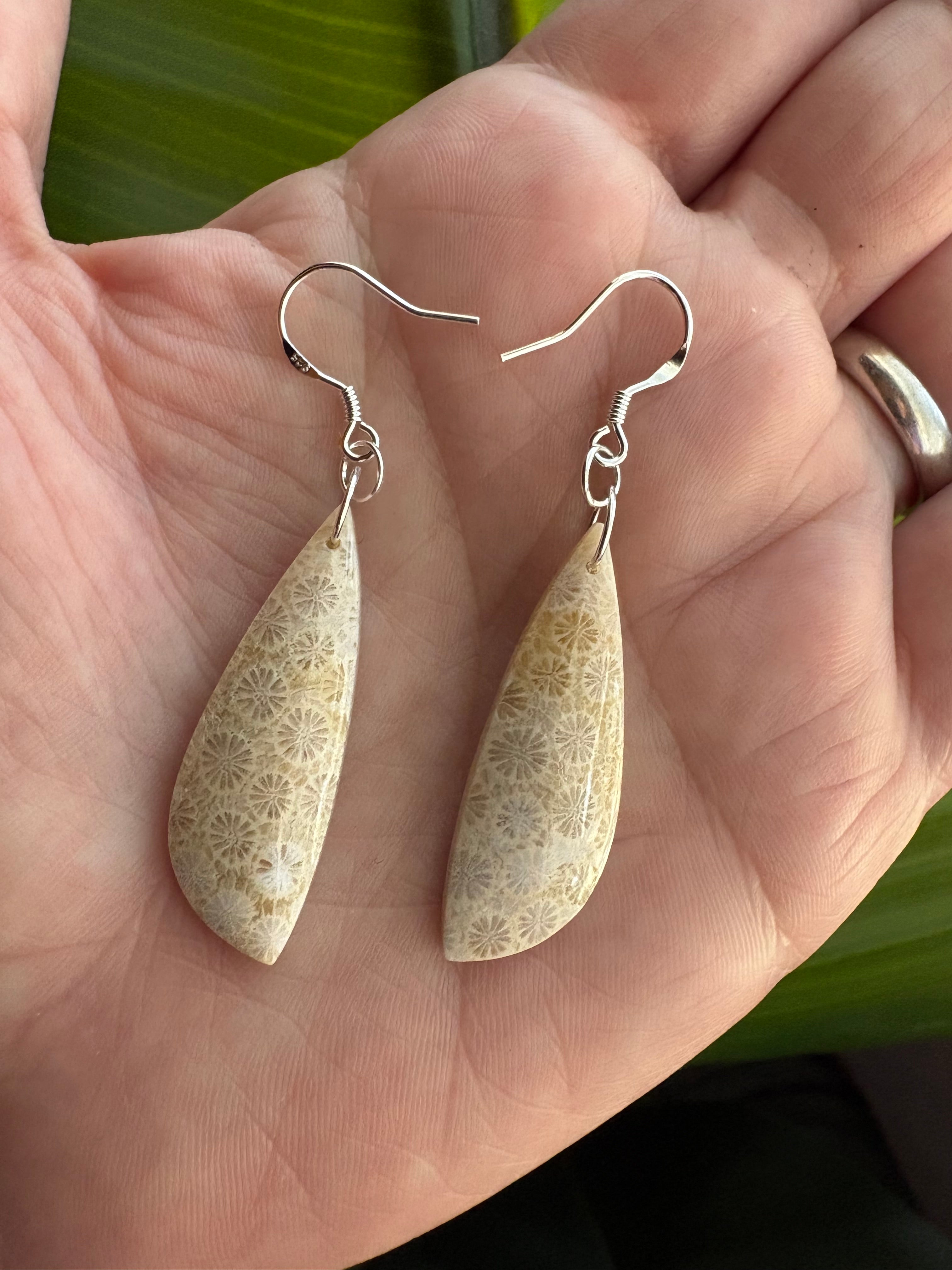 Fossil Coral Dangle Earrings