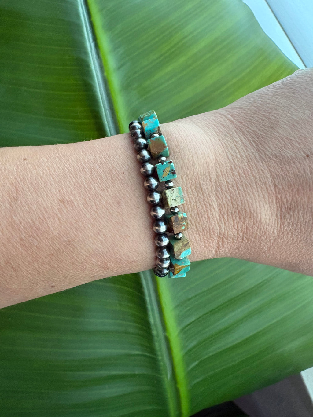 Kingman Cube & Pearl Bracelet