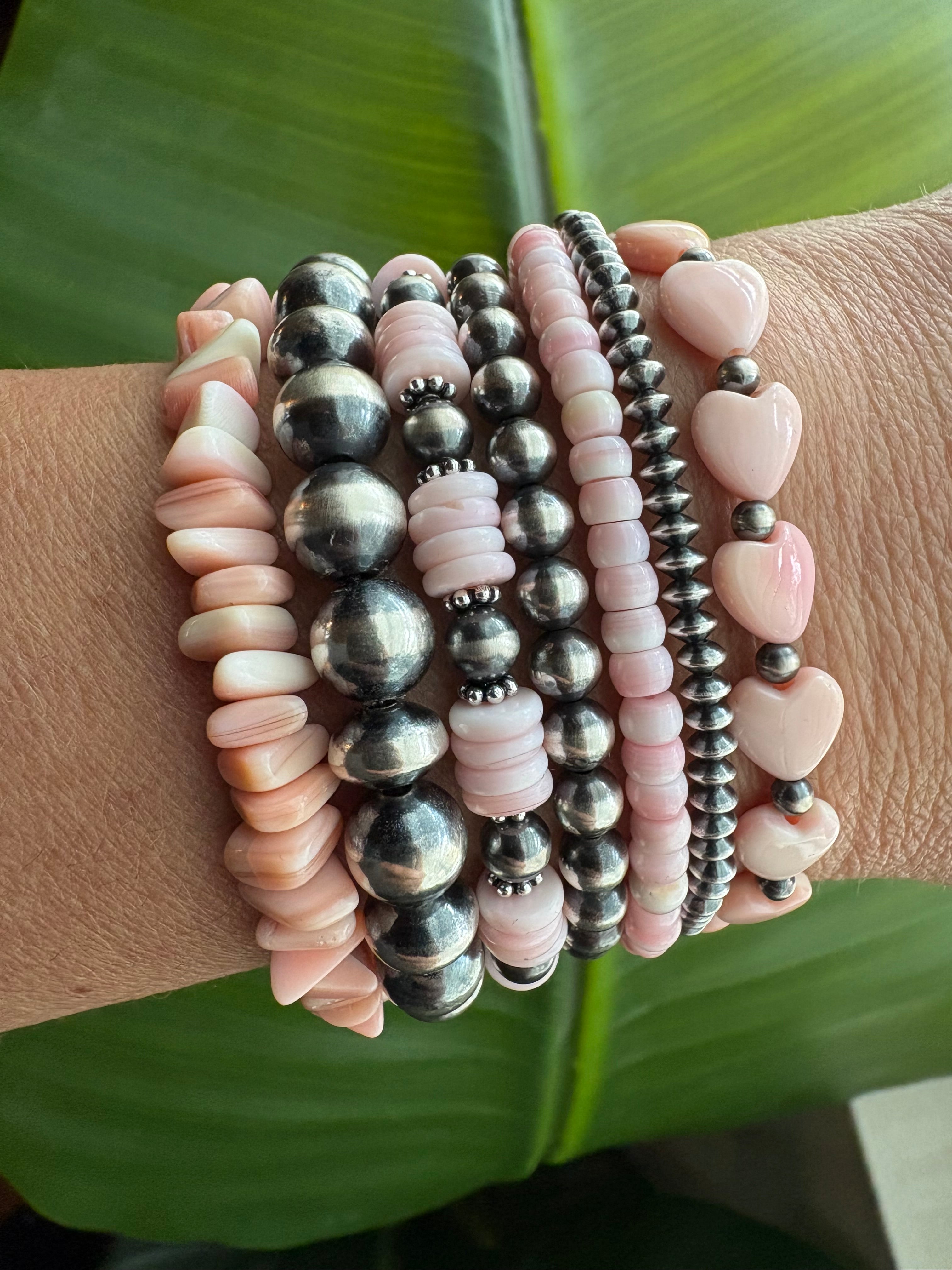 Pink Conch Heart & Pearl Bracelet