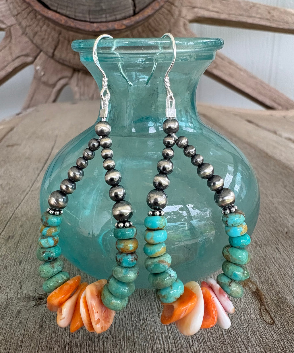 Kingman & Orange Spiny Prissy Dangle Earrings