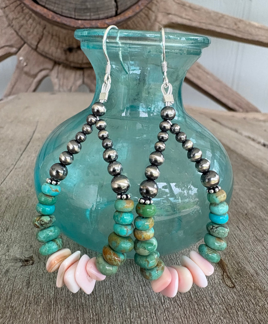 Kingman & Pink Chonch Prissy Dangle Earrings