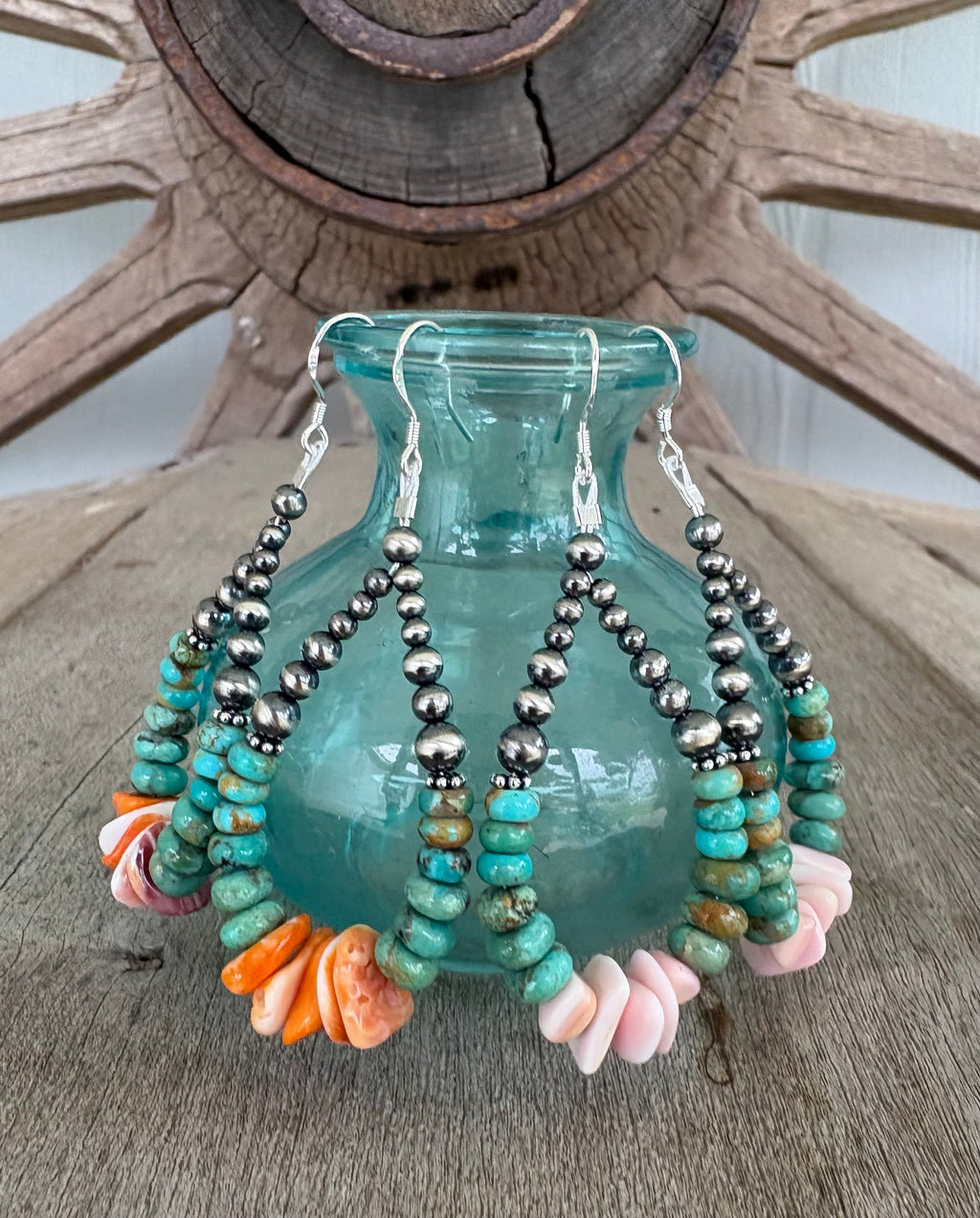 Kingman & Orange Spiny Prissy Dangle Earrings