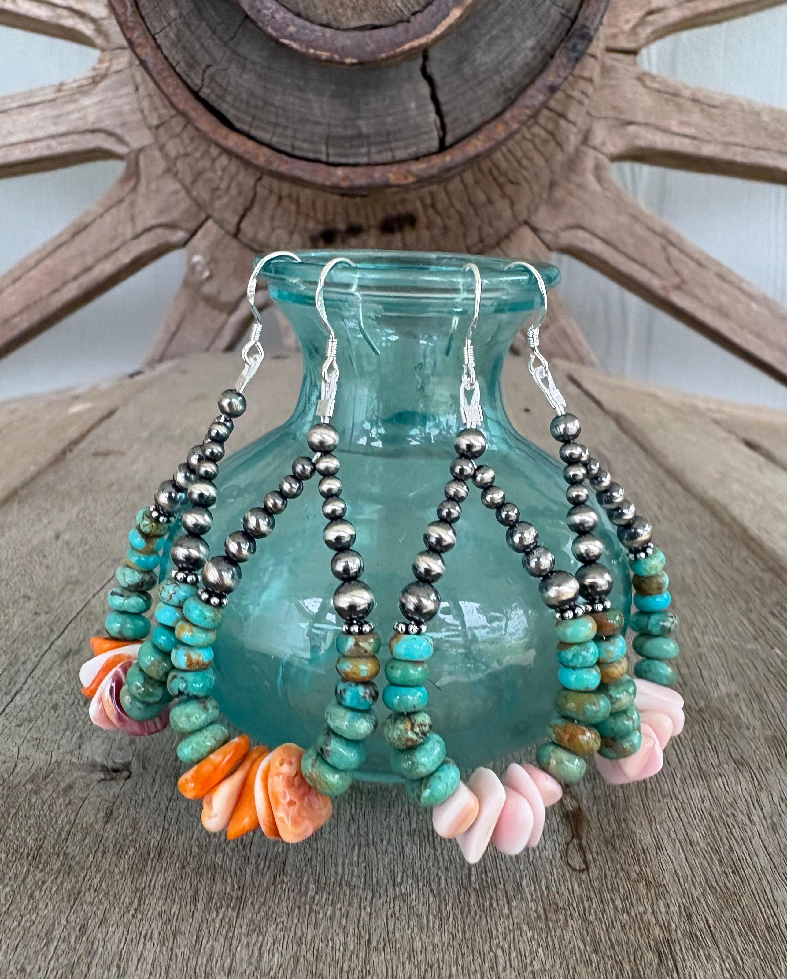 Kingman & Orange Spiny Prissy Dangle Earrings