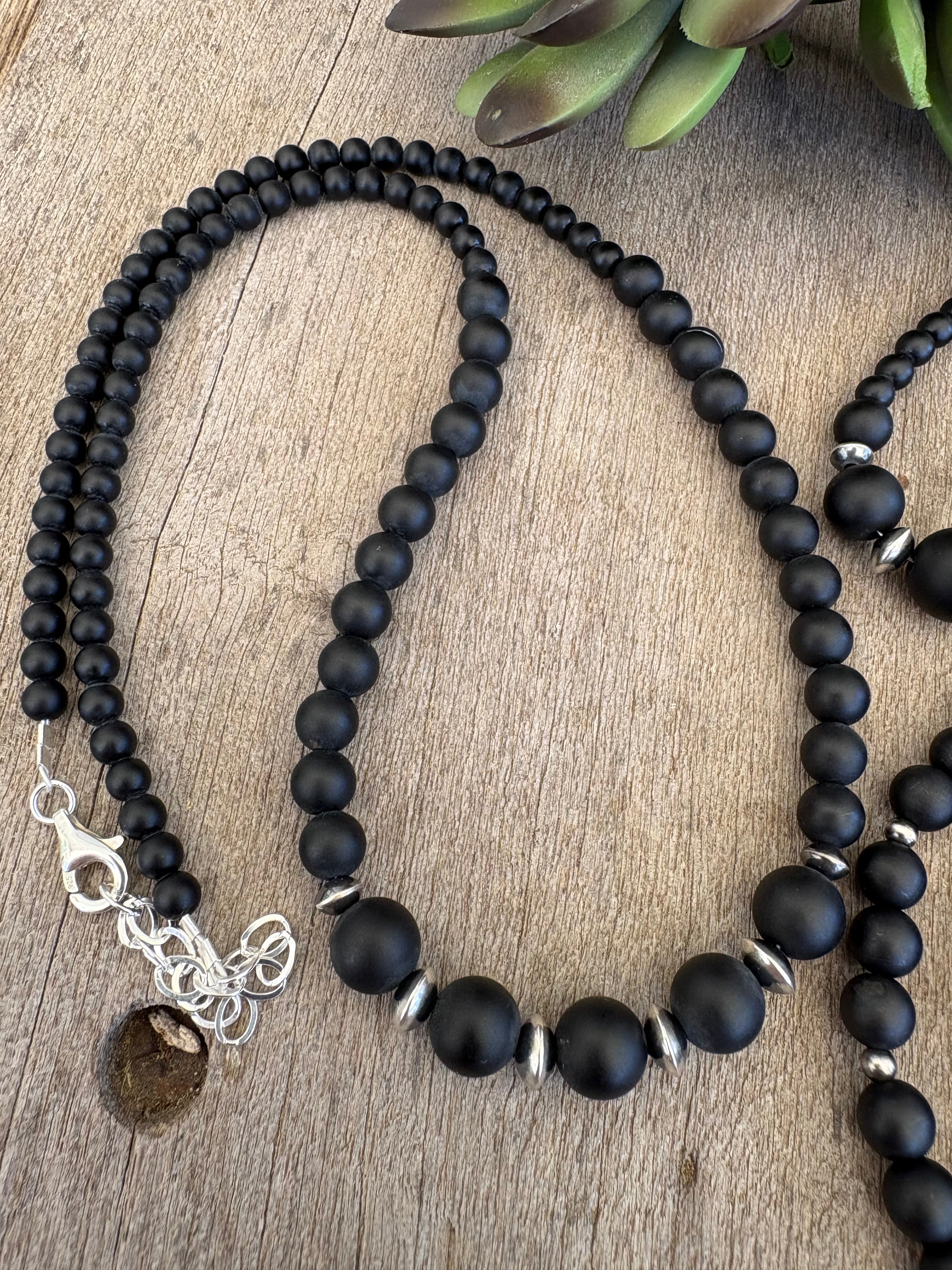 Black Onyx Necklace & Earrings Set