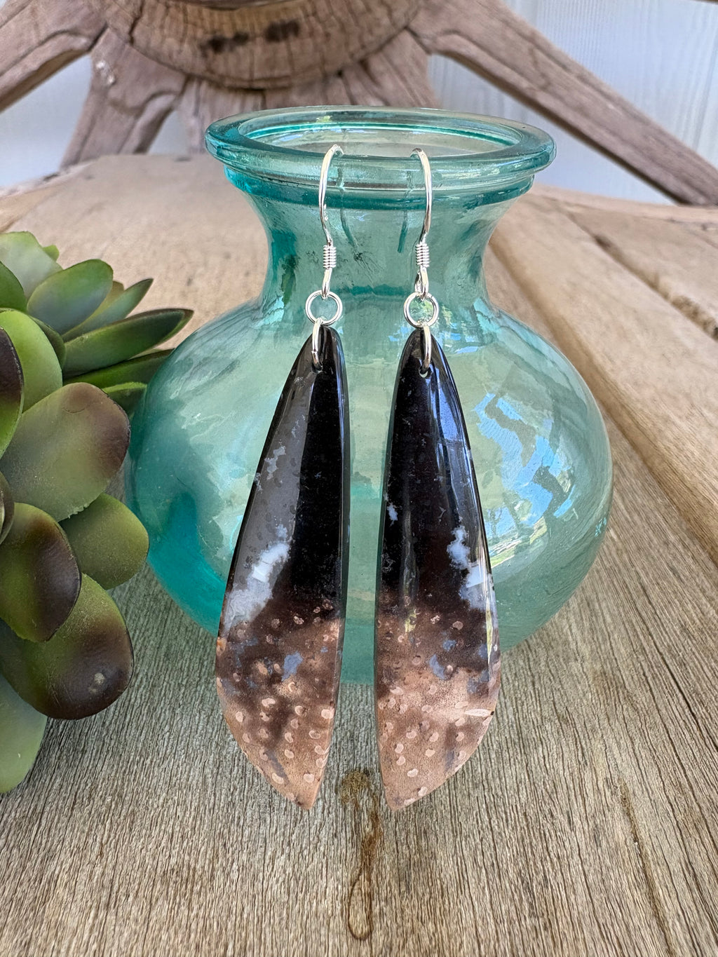 Petrified Palm Root Dangle Earrings