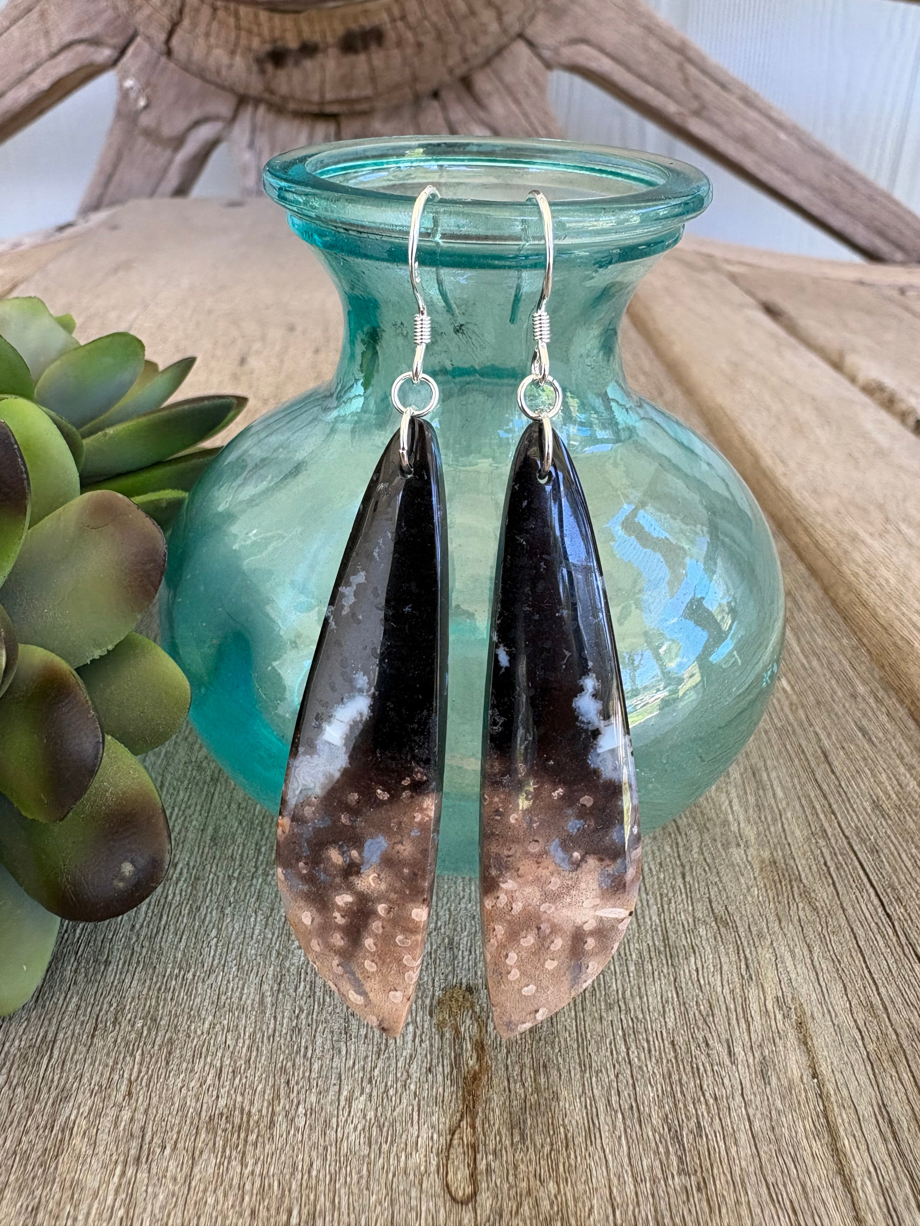 Petrified Palm Root Dangle Earrings