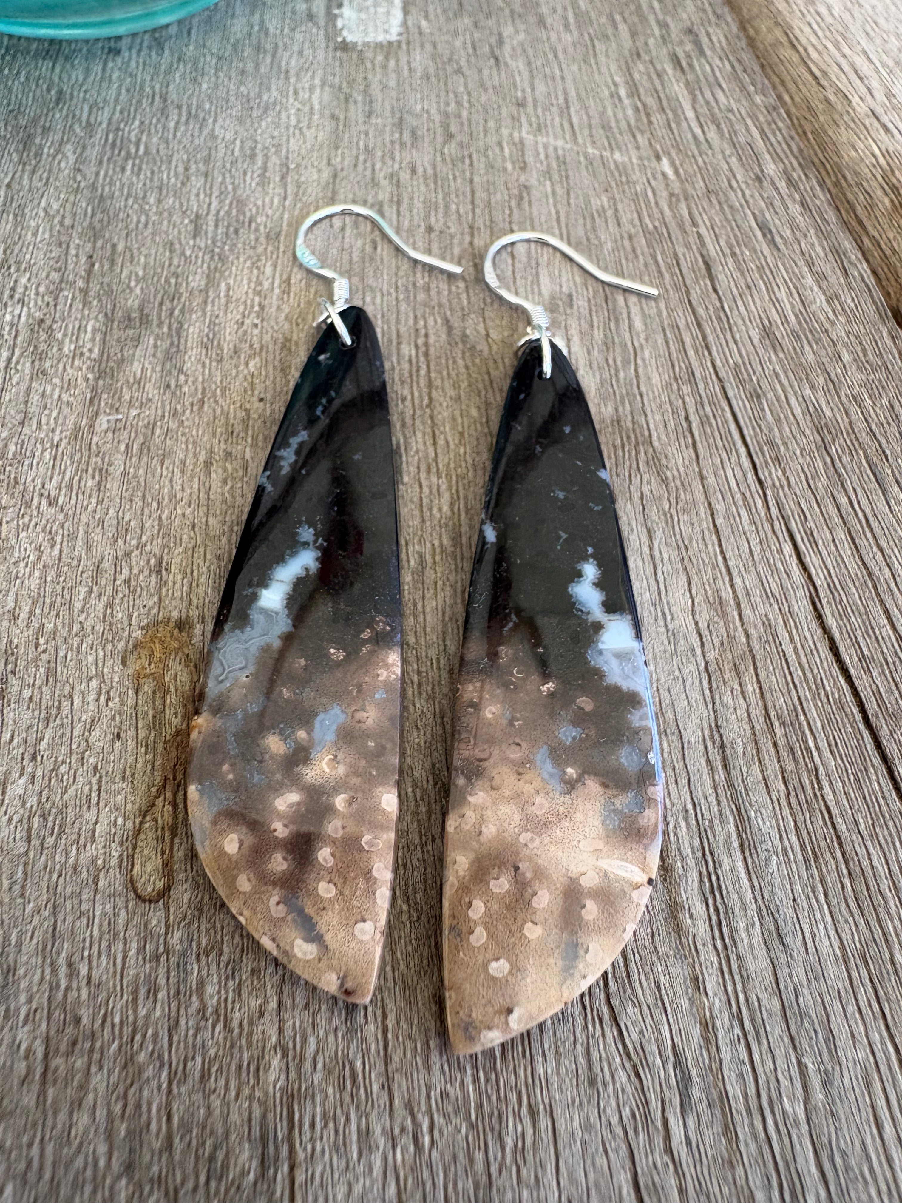 Petrified Palm Root Dangle Earrings