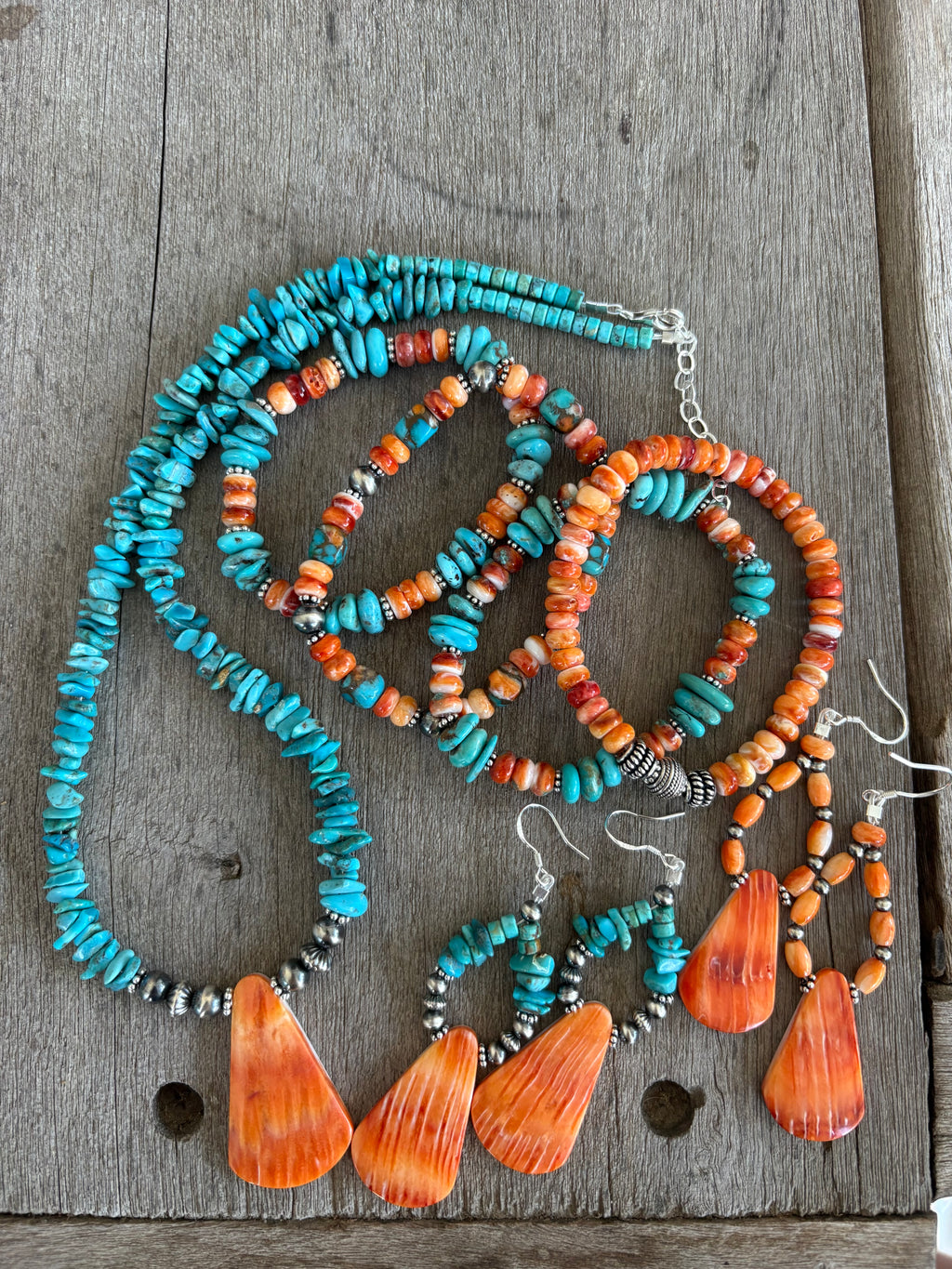 Kingman & Spiny Prissy Statement Earrings & Necklace Set