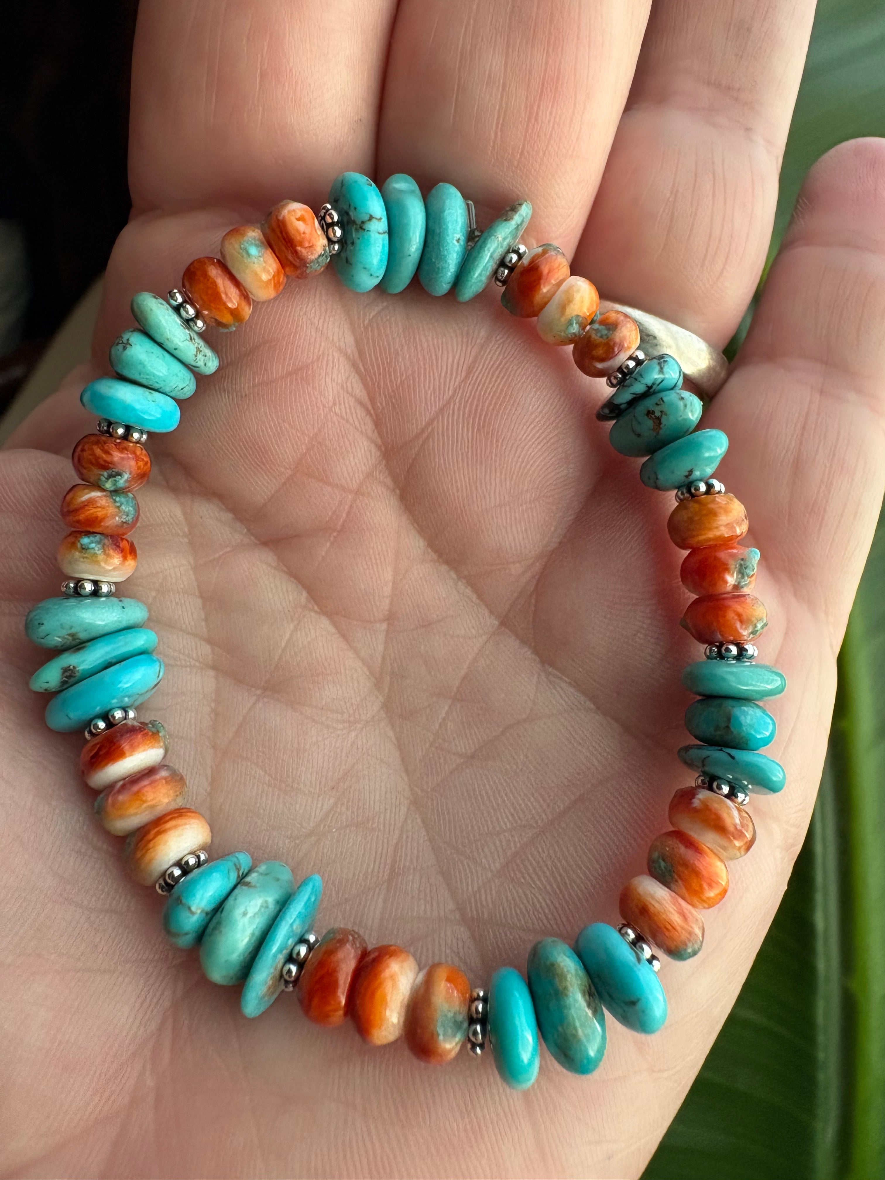 Kingman & Orange Spiny Embedded Rondelle Prissy