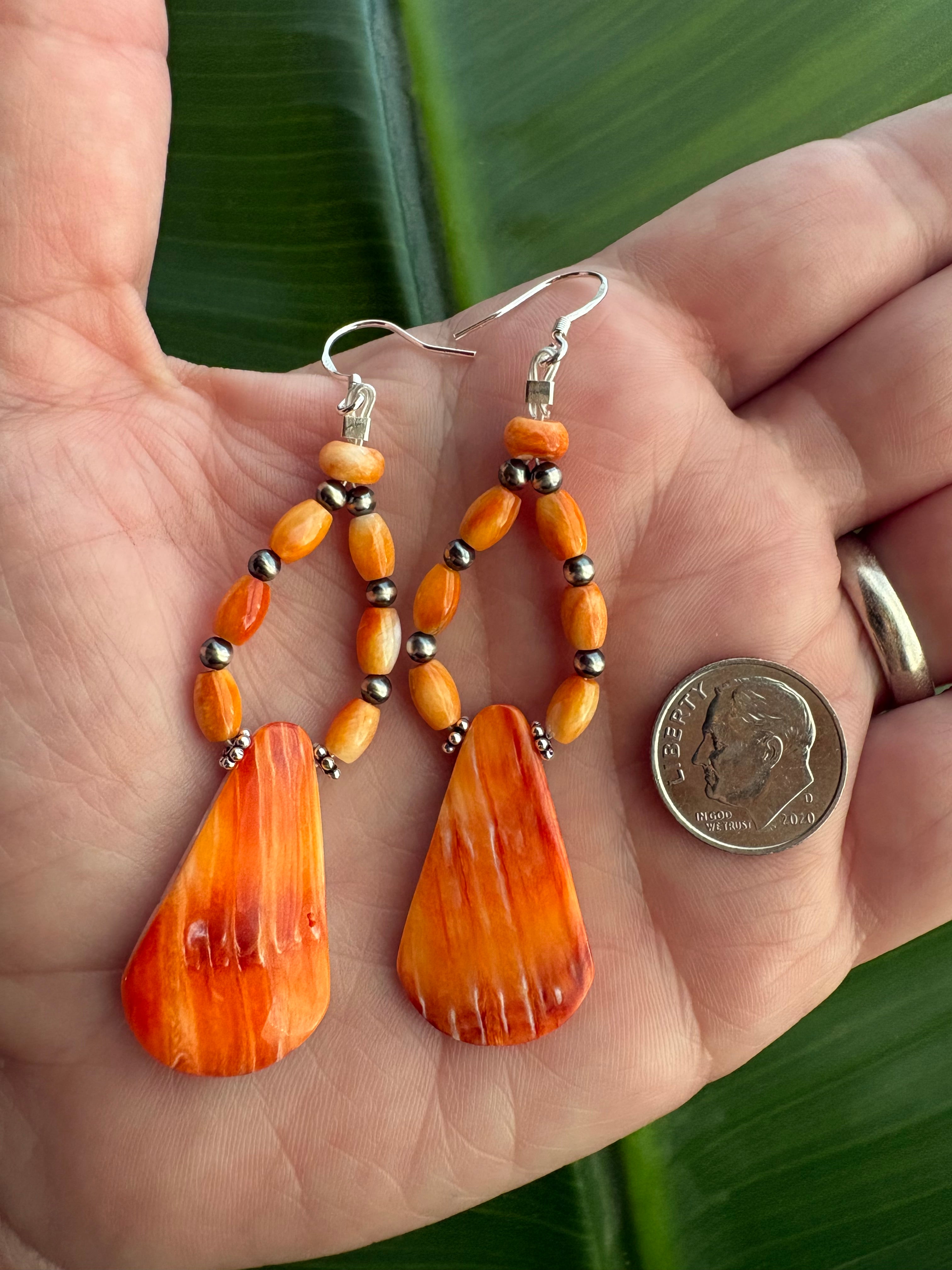 Orange Spiny Prissy Dangle Earrings